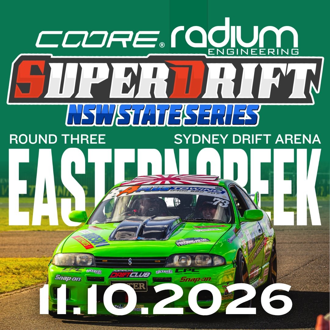 Superdrift NSW State Series Round Three — JDM spectator event in Sydney, NSW on Sunday 11 October 2026