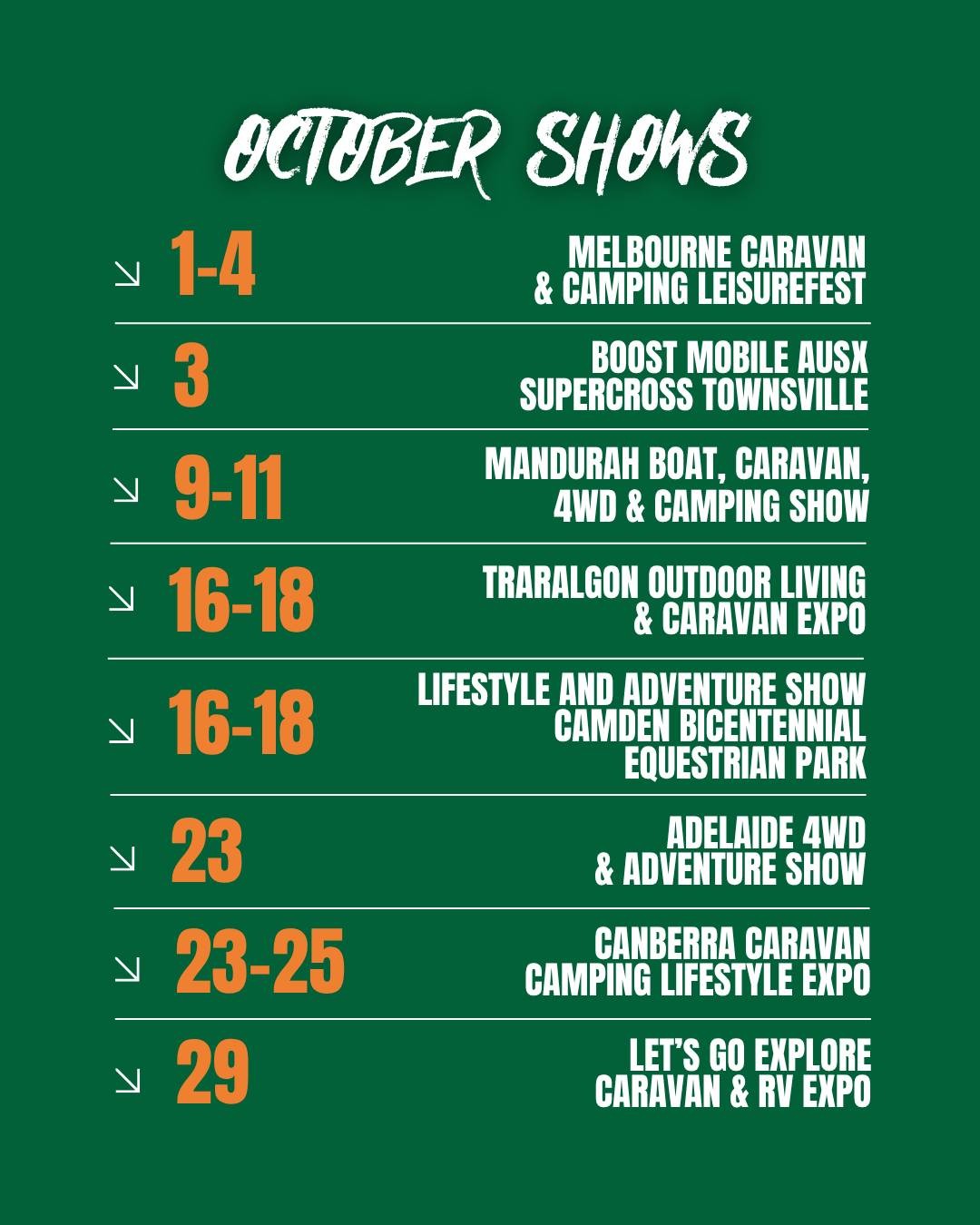 Melbourne Caravan & Camping Leisurefest — 4x4 spectator event in Melbourne, VIC on Thursday 1 October 2026