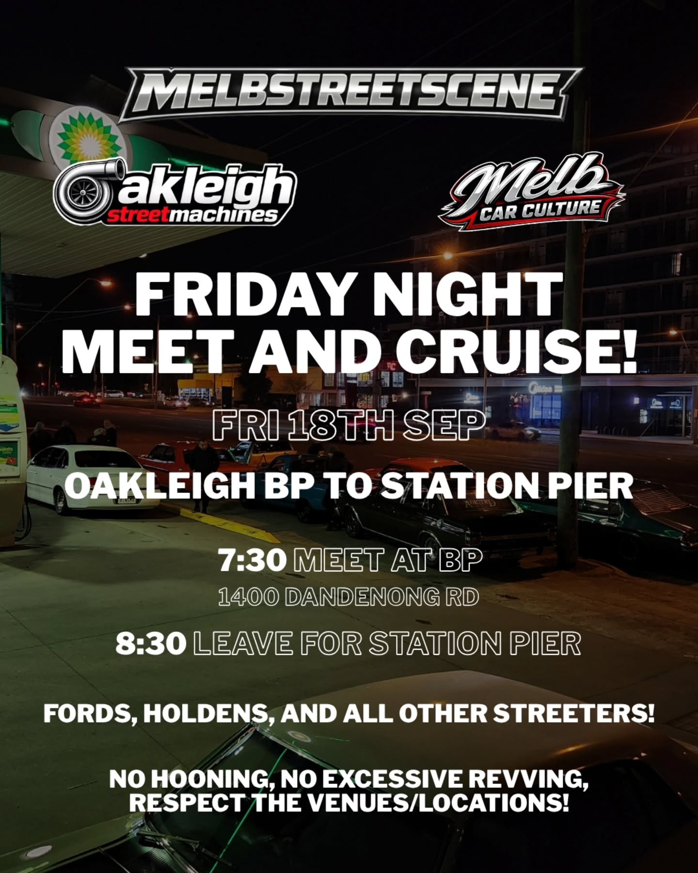 Friday Night Meet and Cruise! — Muscle/Classic car meet in Melbourne, VIC on Friday 18 September 2026