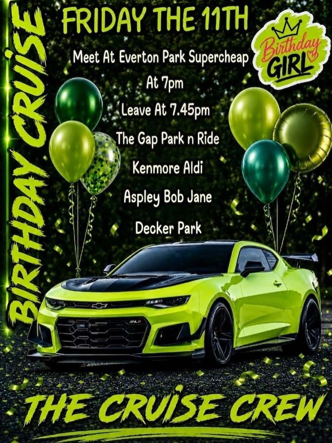 Birthday Girl Cruise — JDM car meet in Brisbane, QLD on Friday 11 September 2026