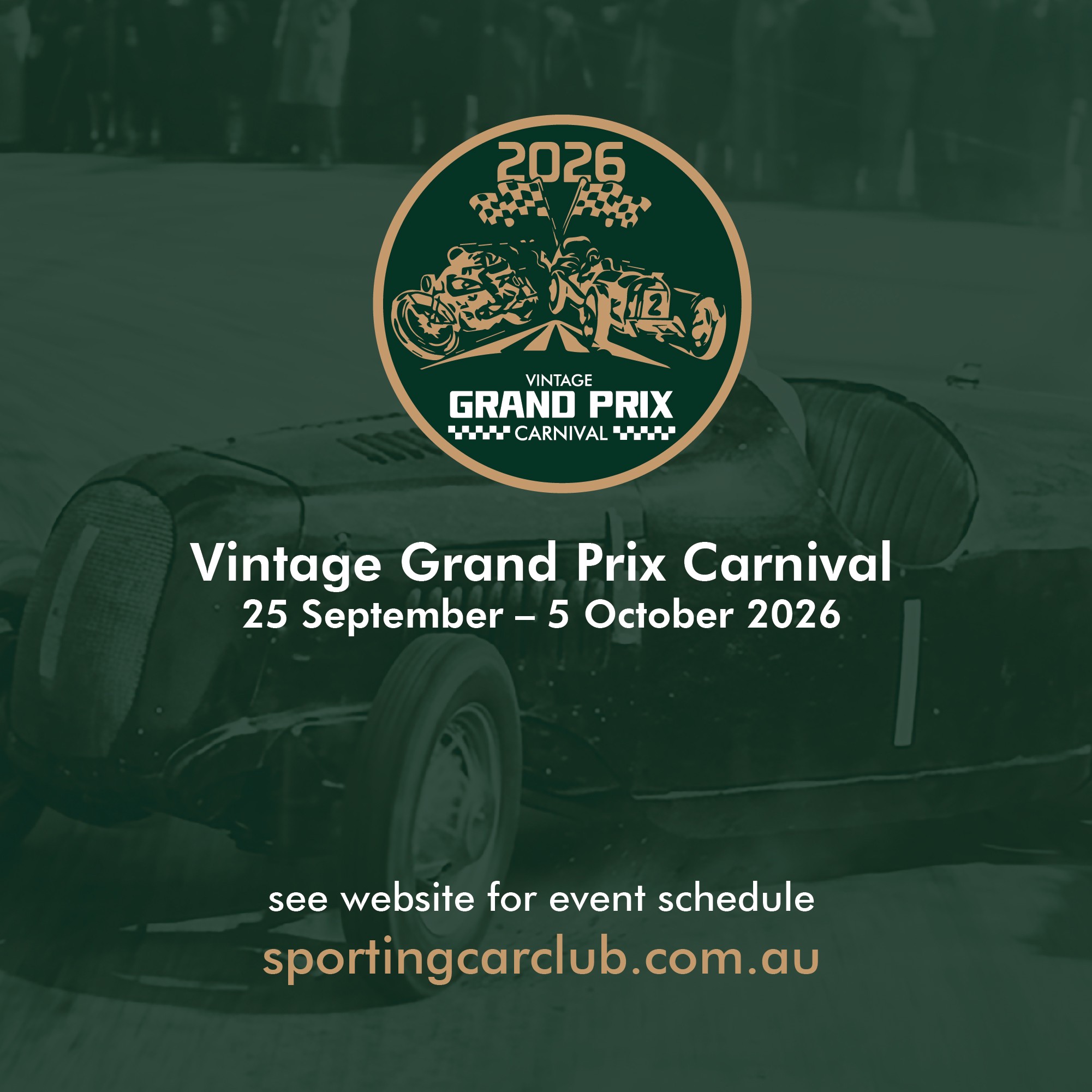 Vintage Grand Prix Carnival — Classic spectator event in Adelaide, SA on Friday 25 September 2026