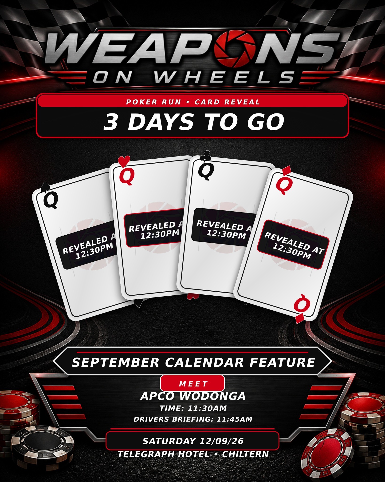 Weapons on Wheels Poker Run — car meet in Albury, VIC on Saturday 12 September 2026