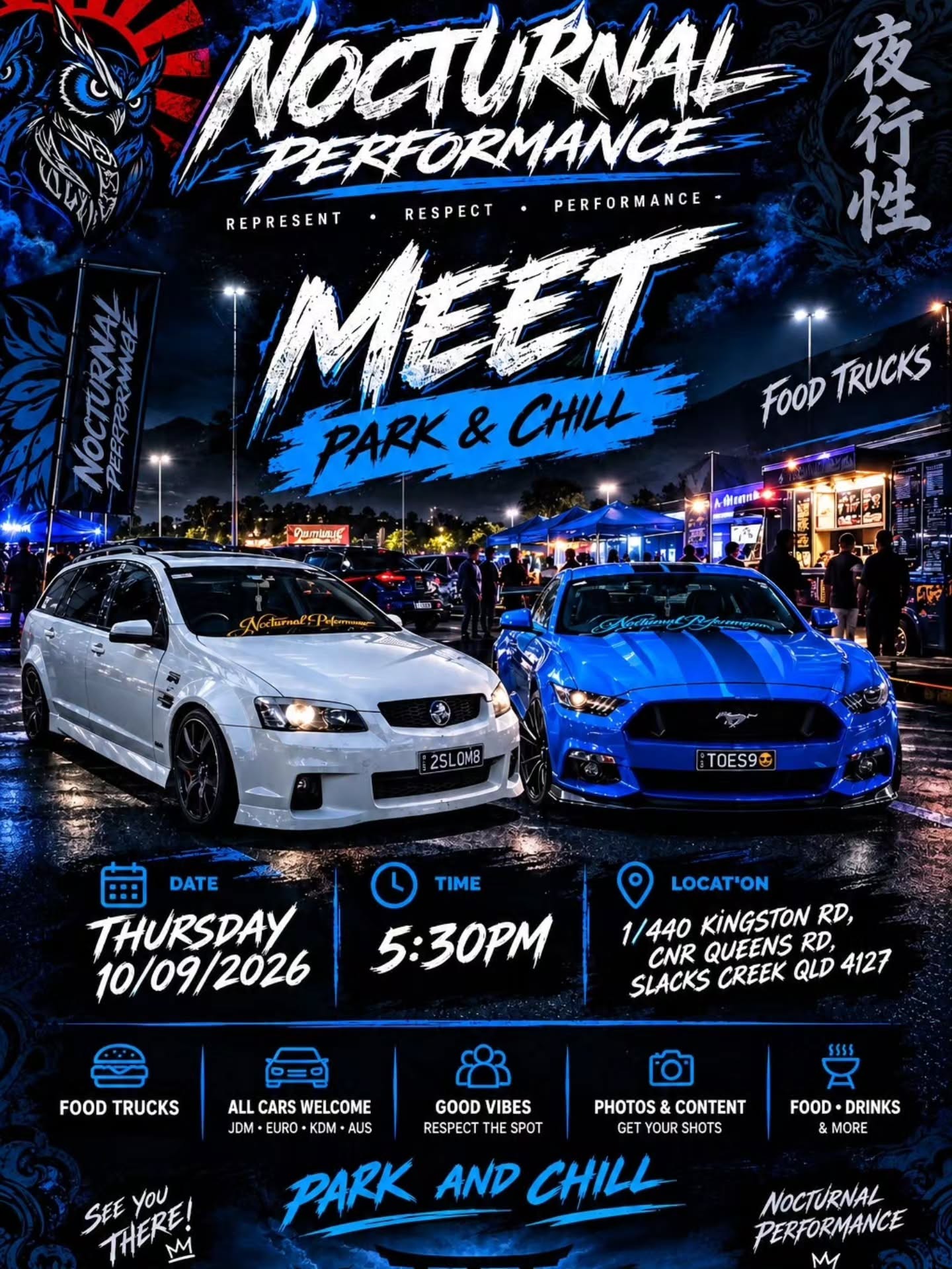 Nocturnal Performance Meet Park & Chill — JDM/Euro car meet in Brisbane, QLD on Thursday 10 September 2026