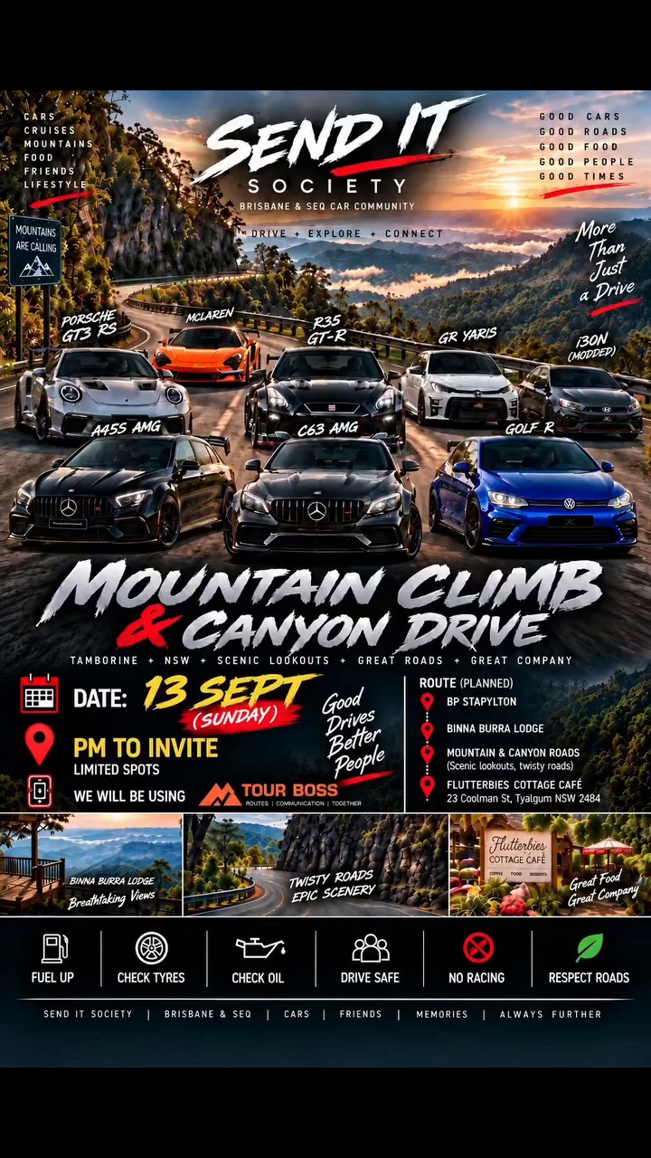 Mountain Climb & Canyon Drive — Euro/Exotic car meet in Gold Coast, QLD on Sunday 13 September 2026