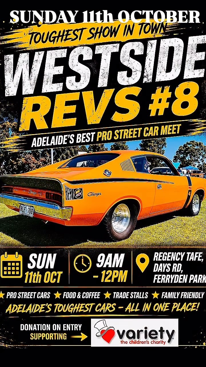 Westside Revs #8 — Muscle car meet in Adelaide, SA on Sunday 11 October 2026