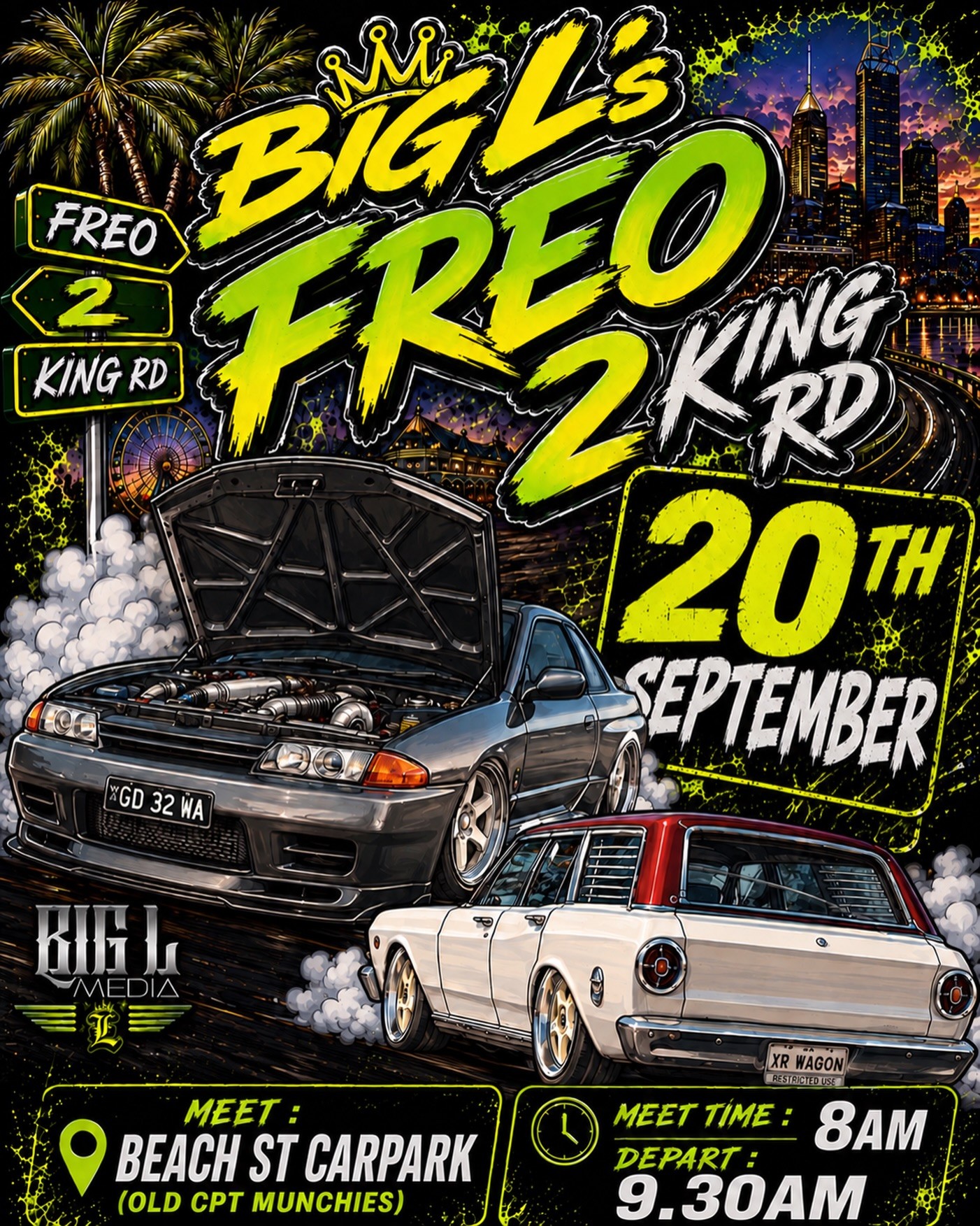 Big L's Freo 2 King Rd — Classic/JDM car meet in Perth, WA on Sunday 20 September 2026