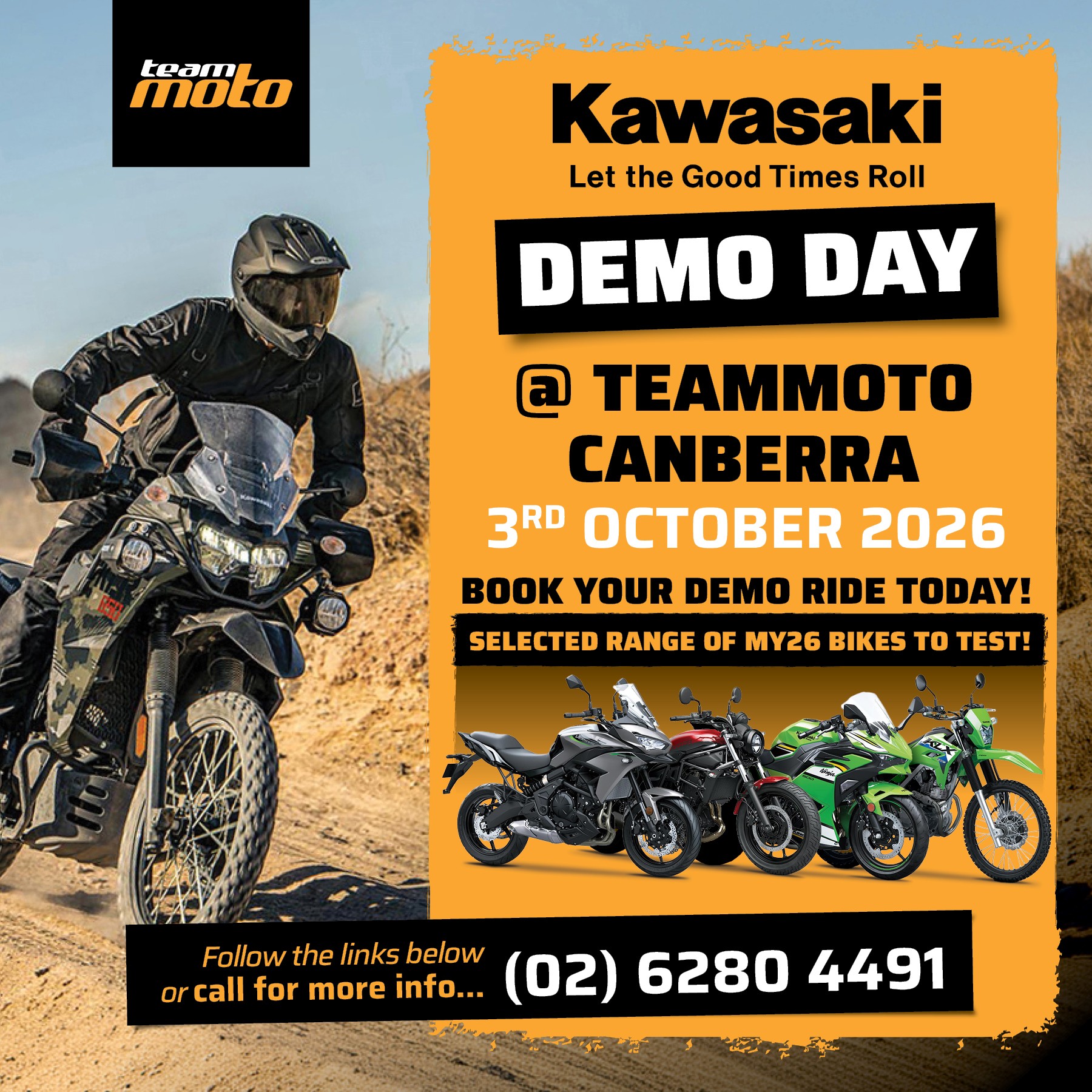 Kawasaki Demo Day — track day in Canberra, NSW on Saturday 3 October 2026