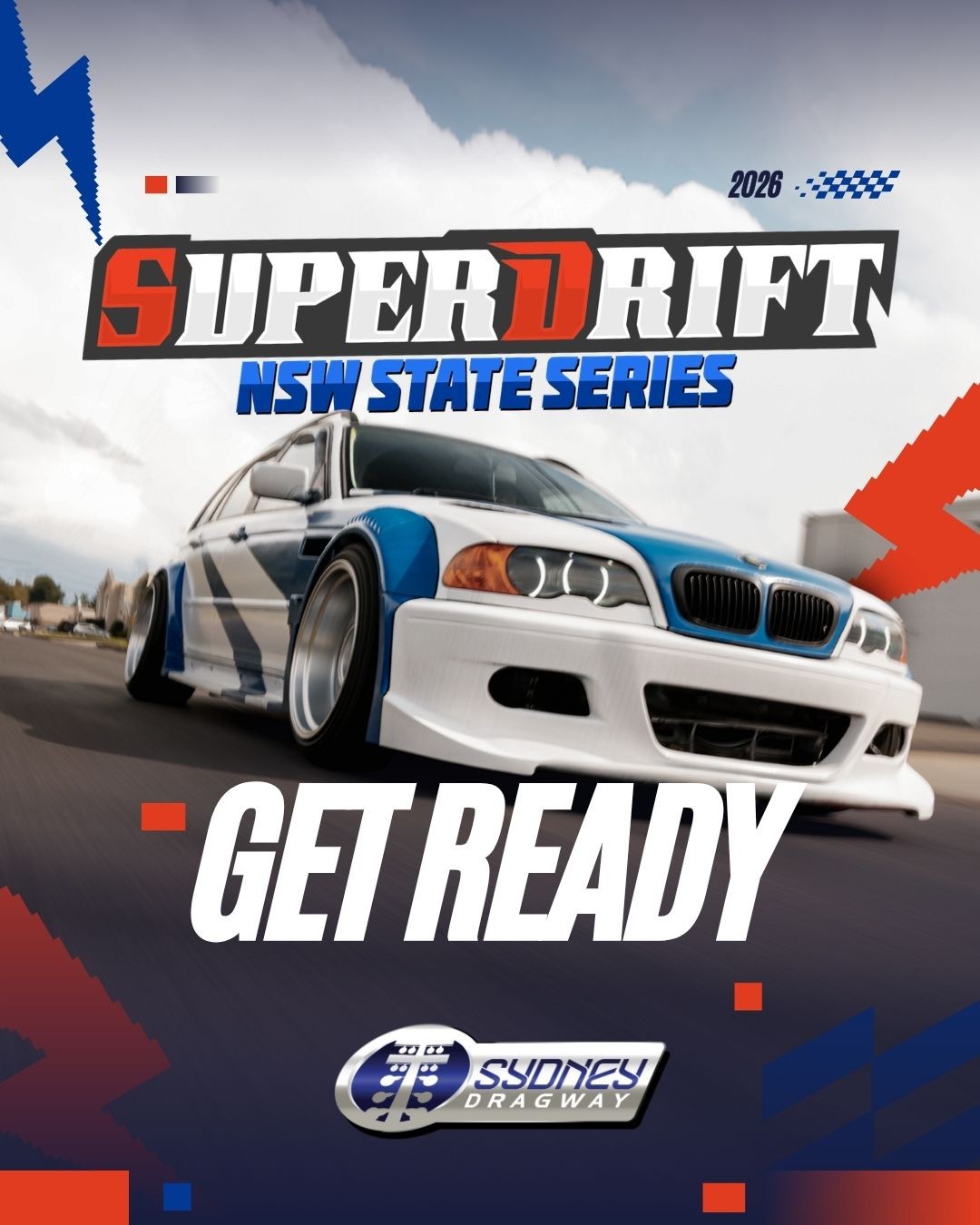 Superdrift NSW State Series - Round 2 — JDM spectator event in Sydney, NSW on Saturday 19 September 2026