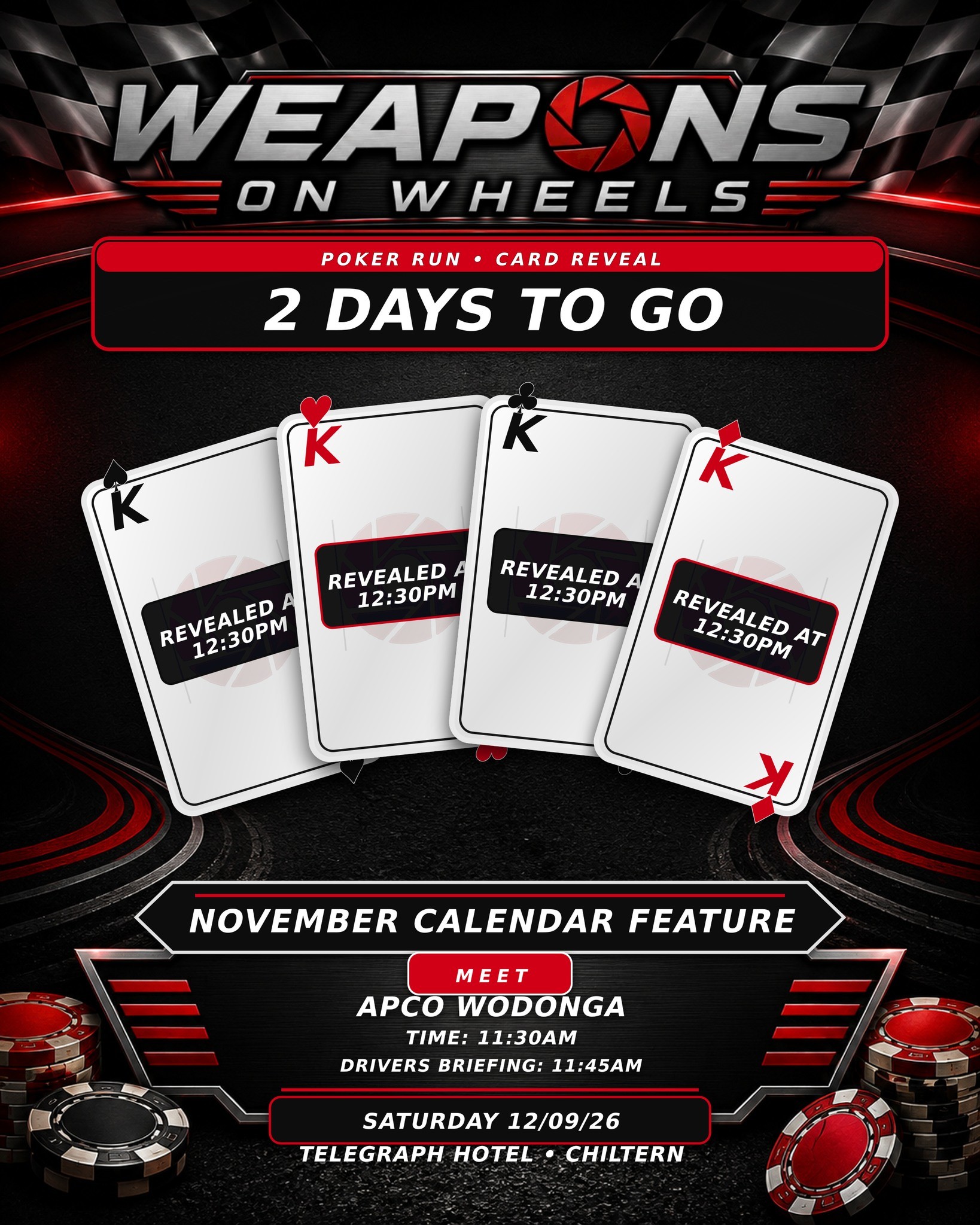 Weapons on Wheels Poker Run — car meet in Albury, VIC on Saturday 12 September 2026