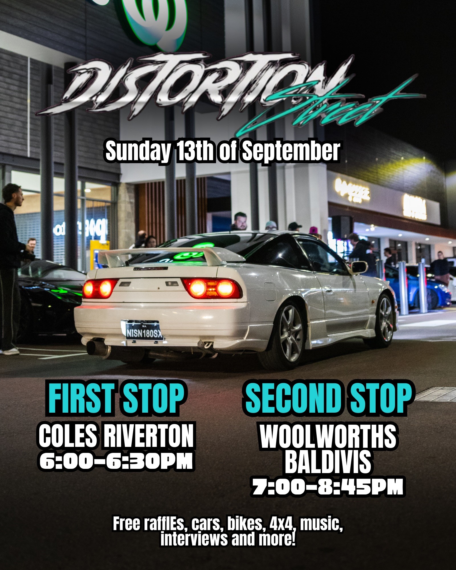 Distortion Street — JDM/4x4 car meet in Perth, WA on Sunday 13 September 2026