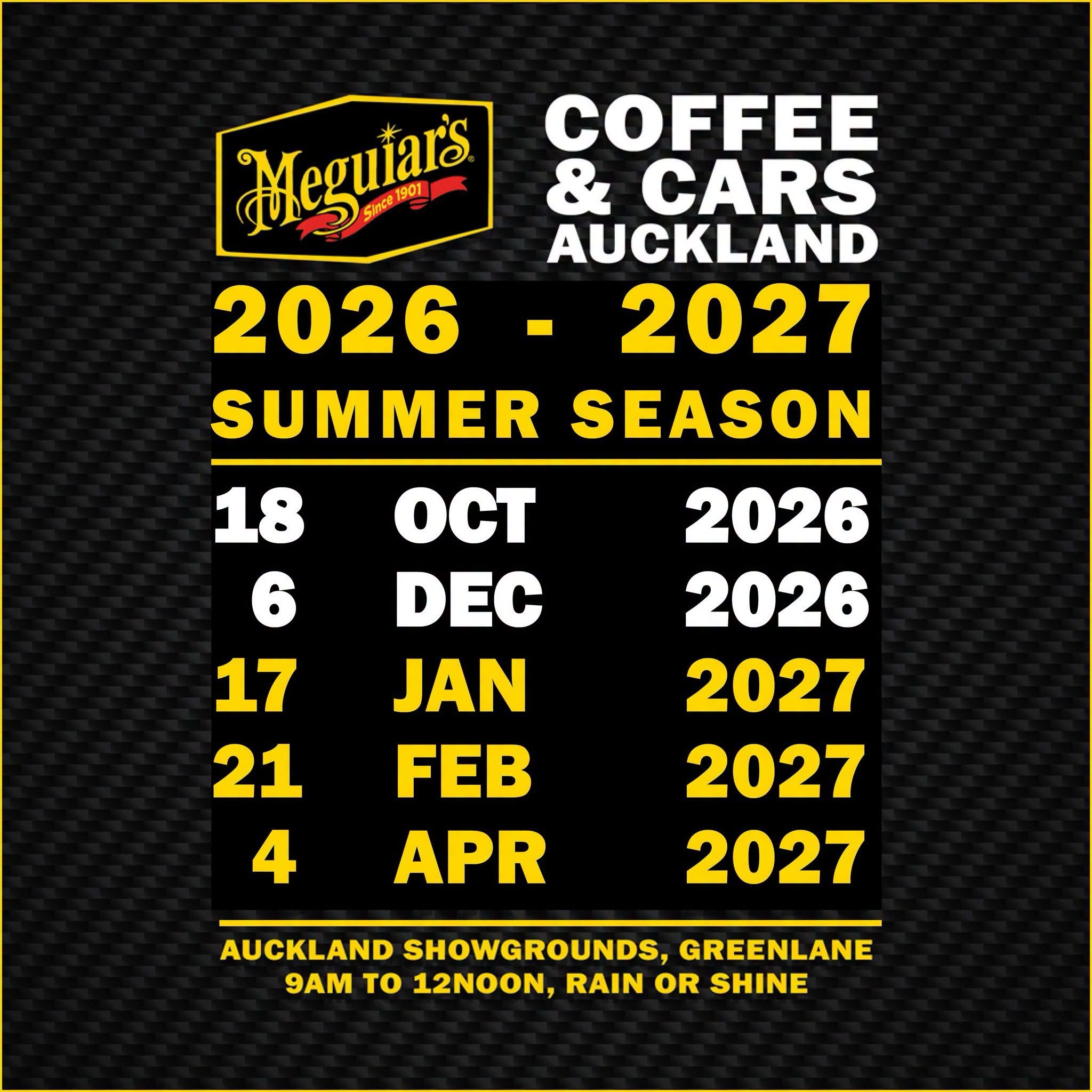 Meguiar's Coffee & Cars Auckland — Stance car meet in International on Sunday 18 October 2026