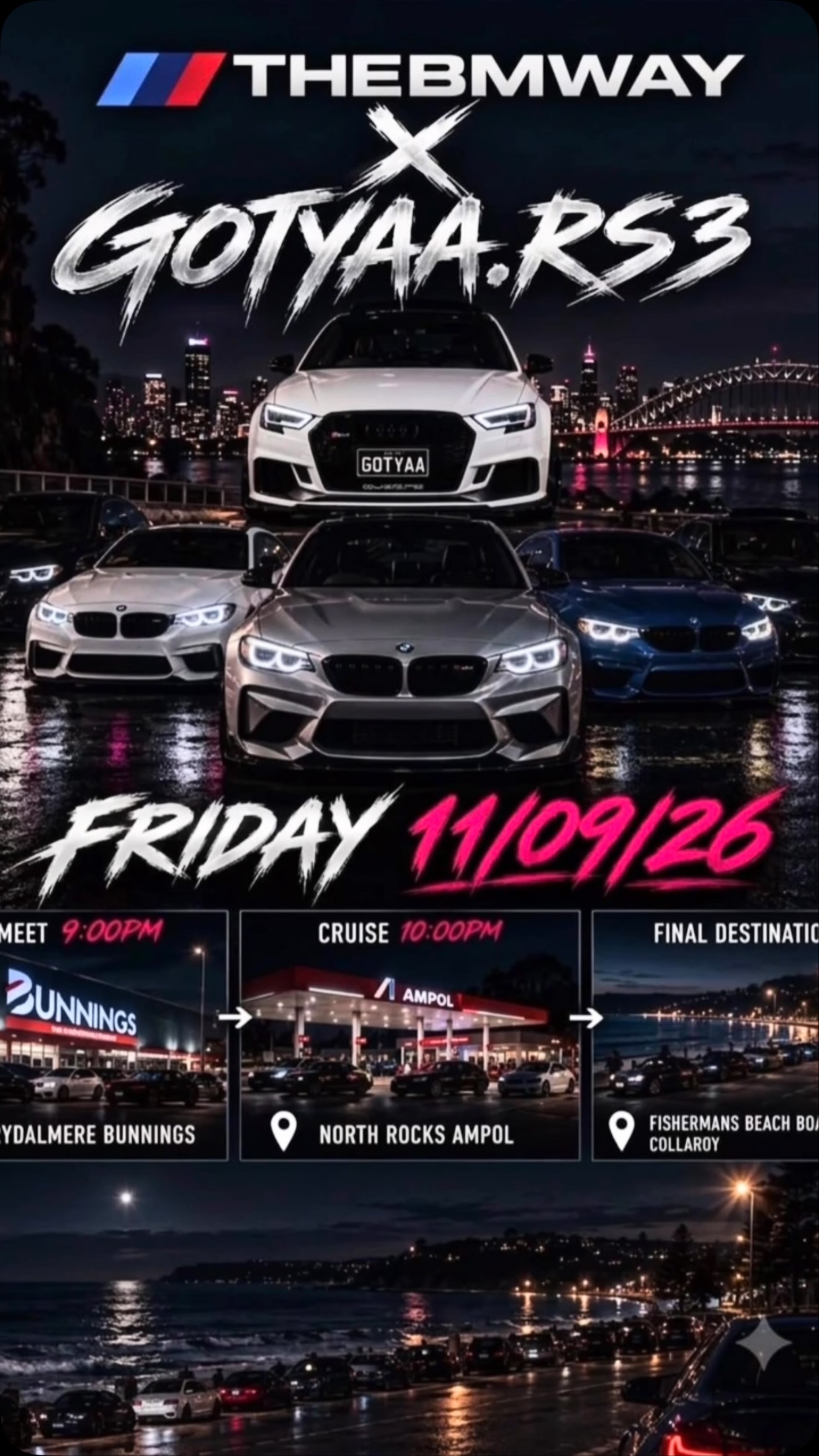 THEBMWAY X GOTYAA.RS3 — Euro car meet in Sydney, NSW on Friday 11 September 2026