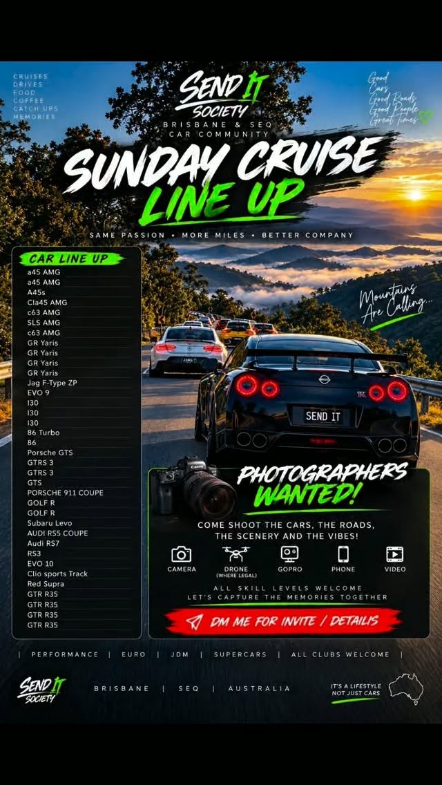 Sunday Cruise — JDM/Euro car meet in Brisbane, QLD on Sunday 13 September 2026