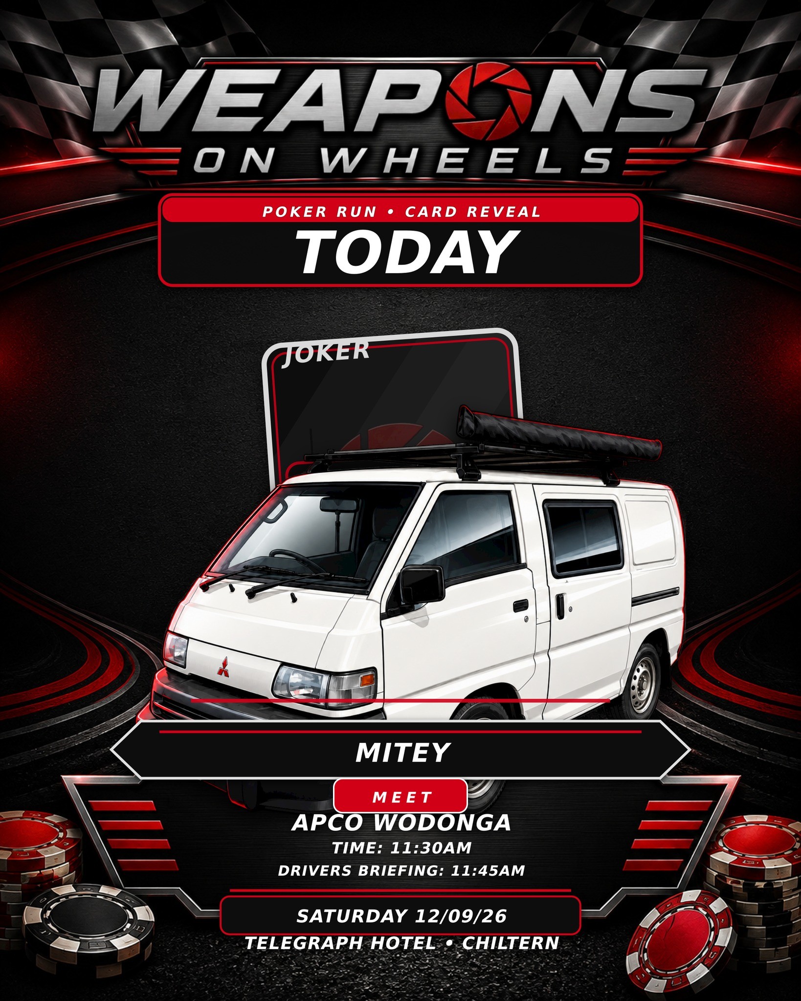 Weapons on Wheels Poker Run — Classic/Muscle car meet in Albury, VIC on Saturday 12 September 2026
