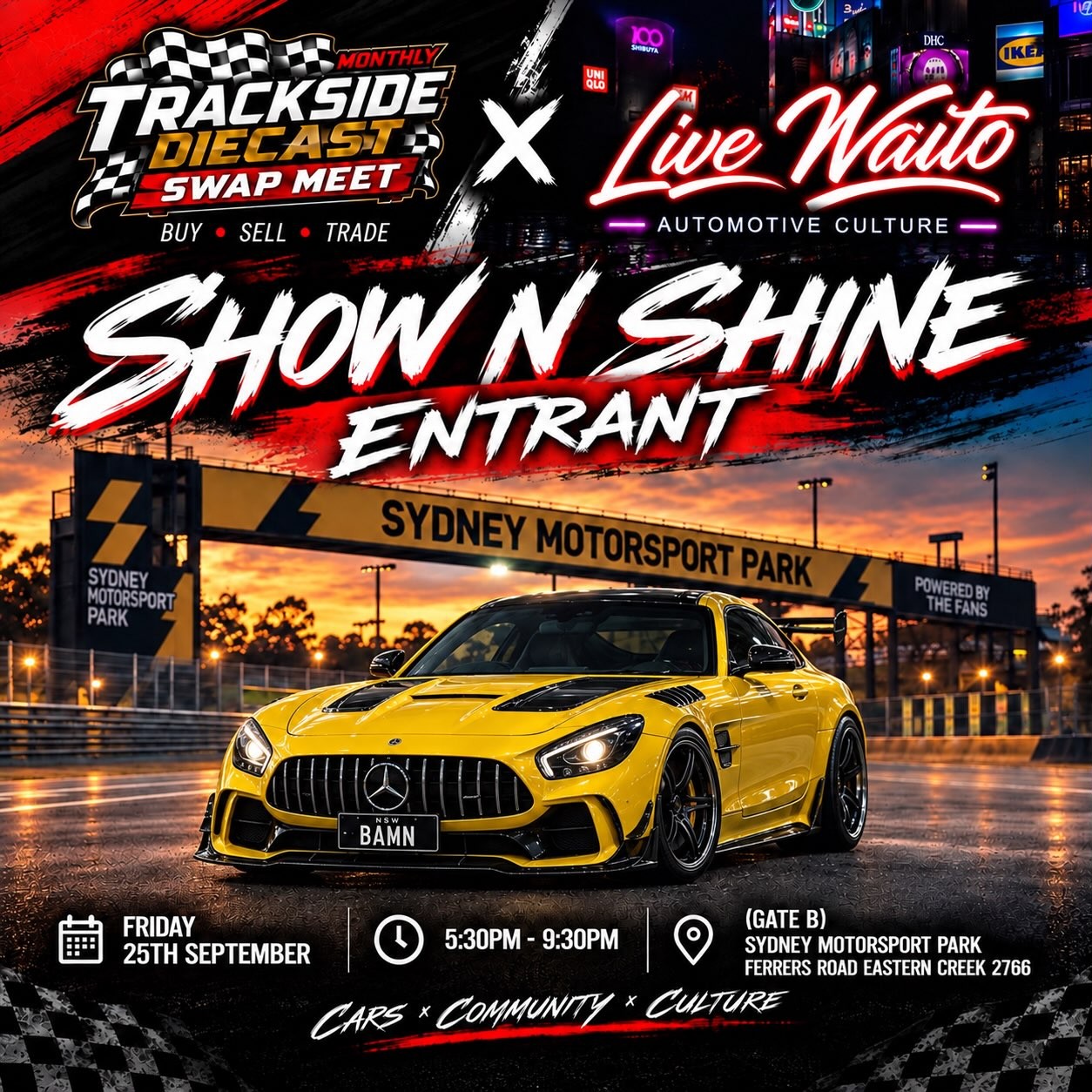 Trackside Diecast x Live Naito Show N Shine — Euro/JDM car meet in Sydney, NSW on Friday 25 September 2026