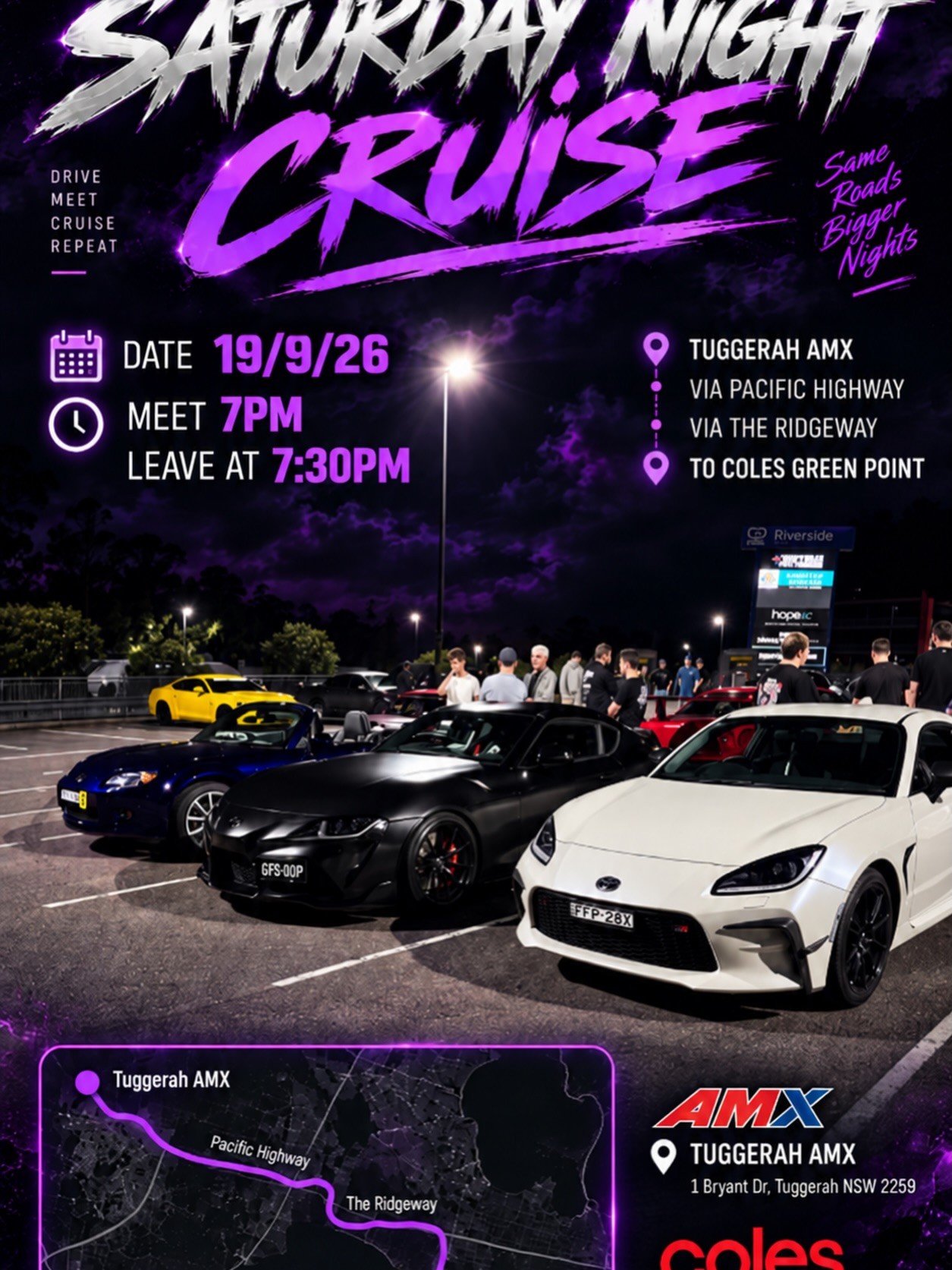 Saturday Night Cruise — car meet in Central Coast, NSW on Saturday 19 September 2026