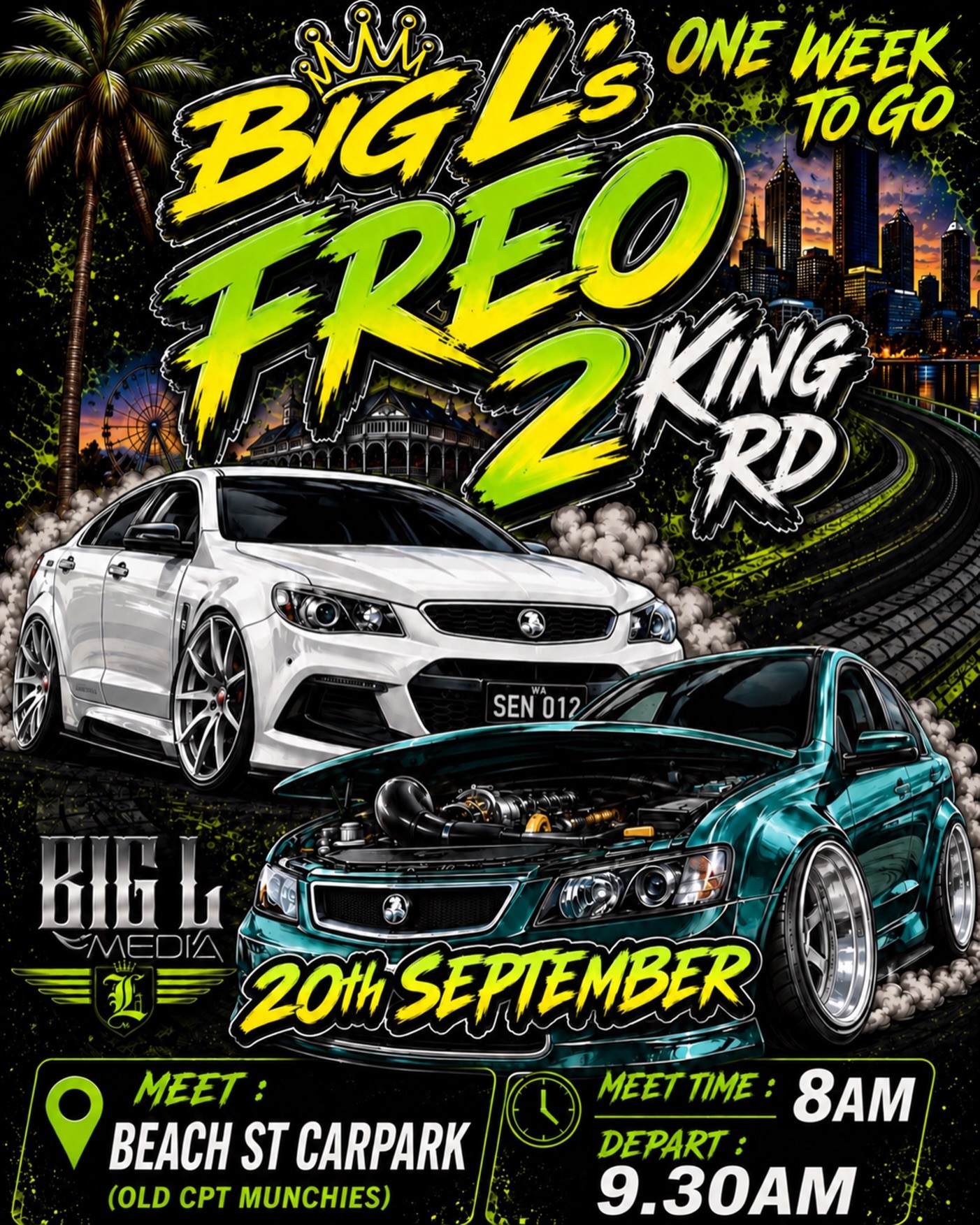 Big L's Freo 2 King Rd — Muscle/Stance car meet in Perth, WA on Sunday 20 September 2026