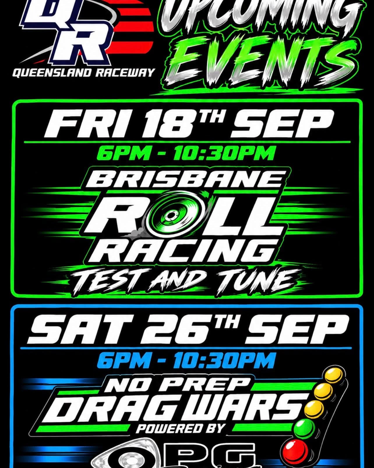 No Prep Drag Wars — Muscle track day in Brisbane, QLD on Saturday 26 September 2026