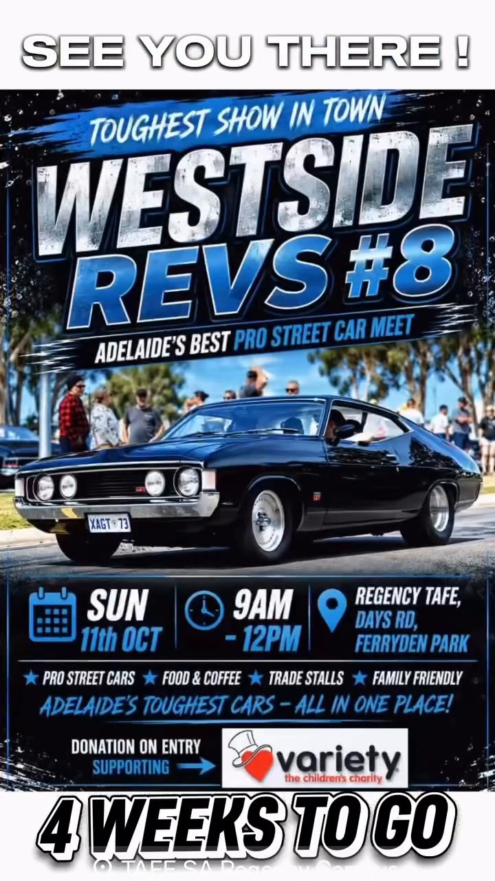 Westside Revs 8 — Muscle car meet in Adelaide, SA on Sunday 11 October 2026