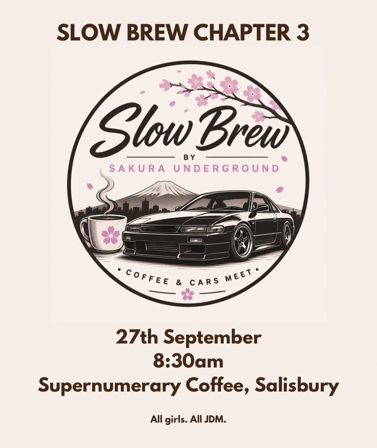 Slow Brew Chapter 3 — JDM car meet in Brisbane, QLD on Sunday 27 September 2026