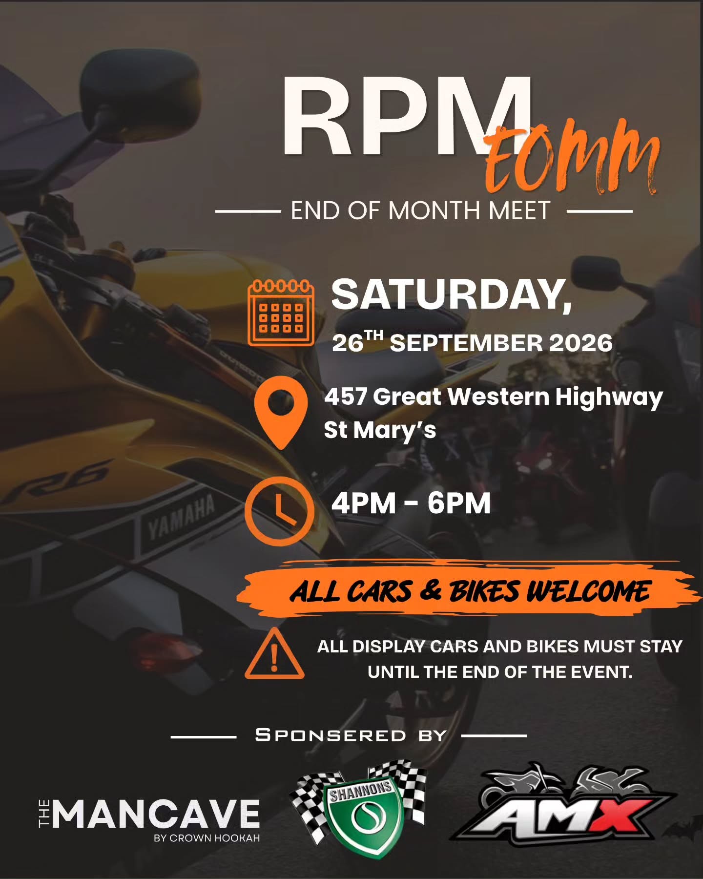 RPM EOMM September - Golden Hour Meet — Exotic car meet in Sydney, NSW on Saturday 26 September 2026