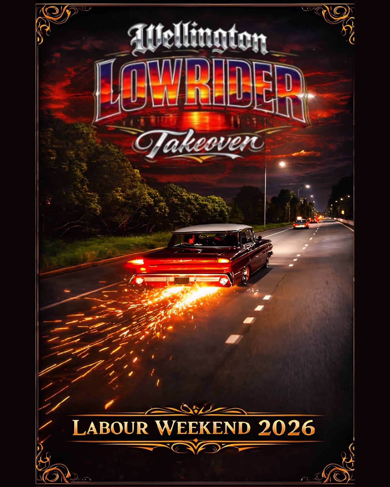 Wellington Lowrider Takeover — Classic/Stance car meet in International on Friday 23 October 2026