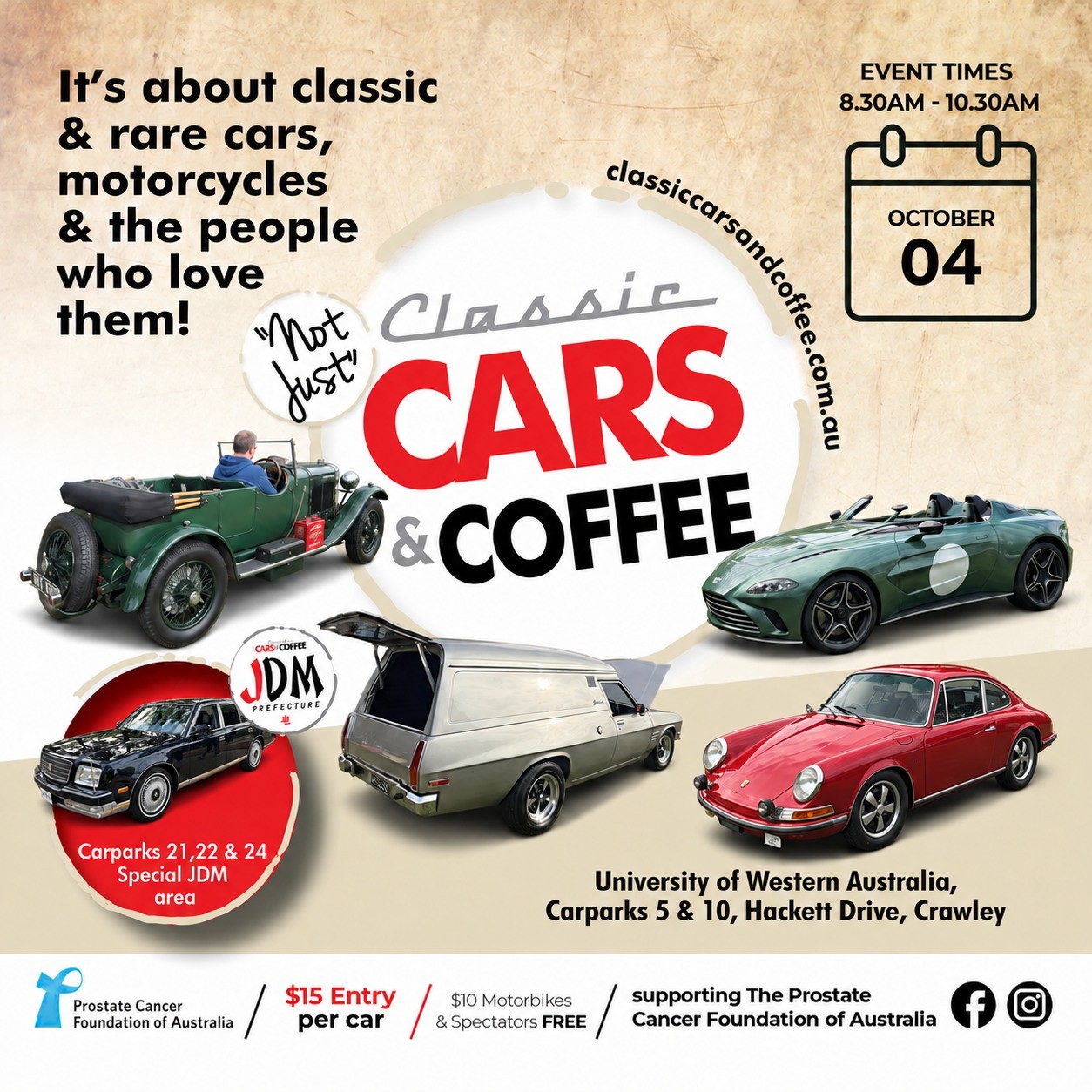 Classic Cars & Coffee — Classic/Euro car meet in Perth, WA on Sunday 4 October 2026