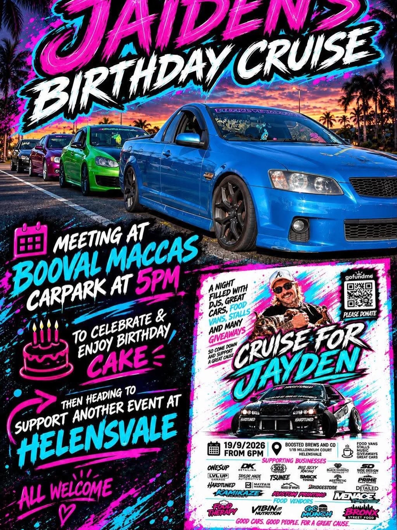 Jaiden's Birthday Cruise — Muscle/Euro car meet in Brisbane, QLD on Saturday 19 September 2026