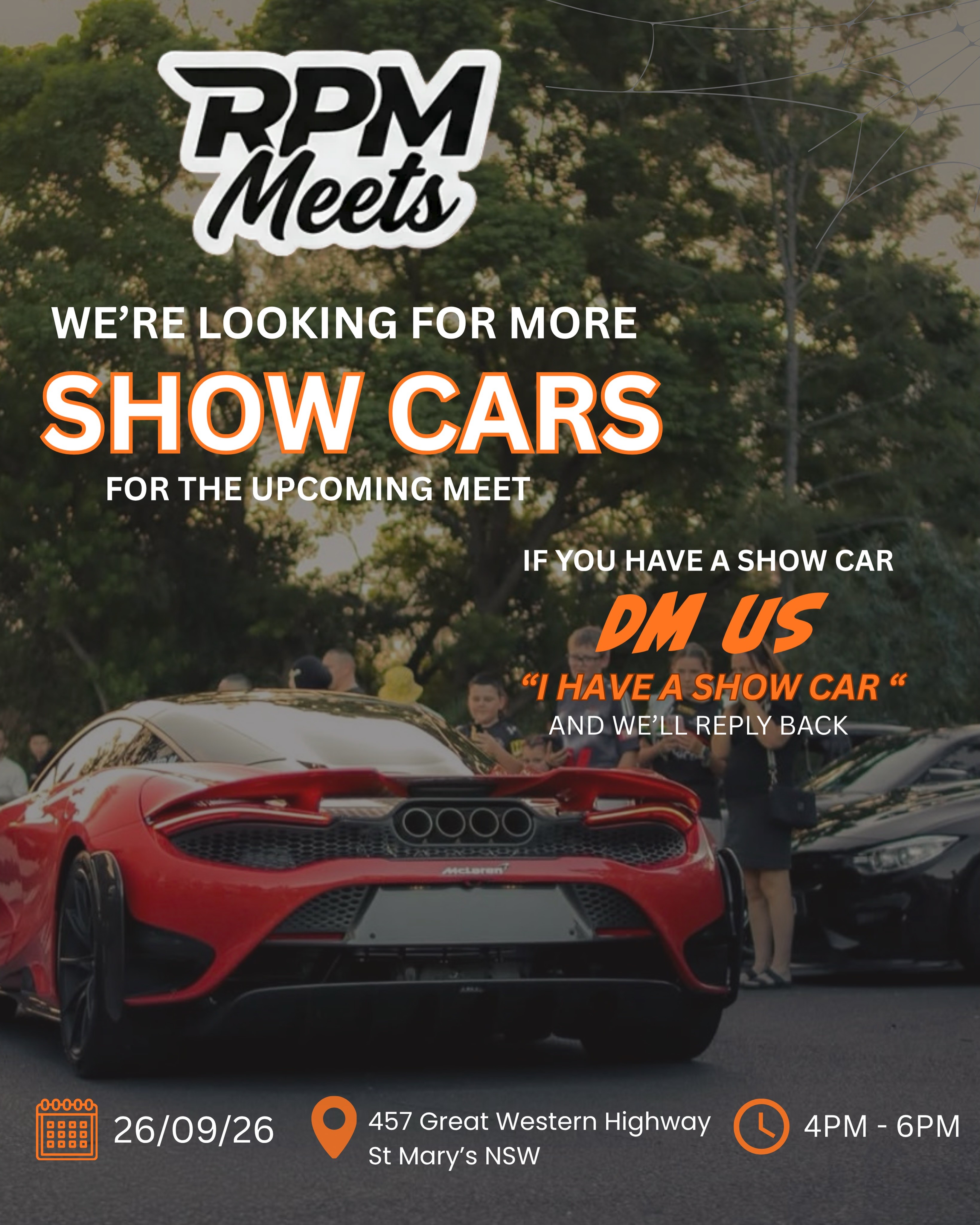 RPM Meets — Exotic car meet in Sydney, NSW on Saturday 26 September 2026