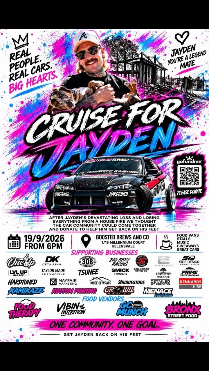 Cruise for Jayden — Classic/JDM car meet in Gold Coast, QLD on Saturday 19 September 2026