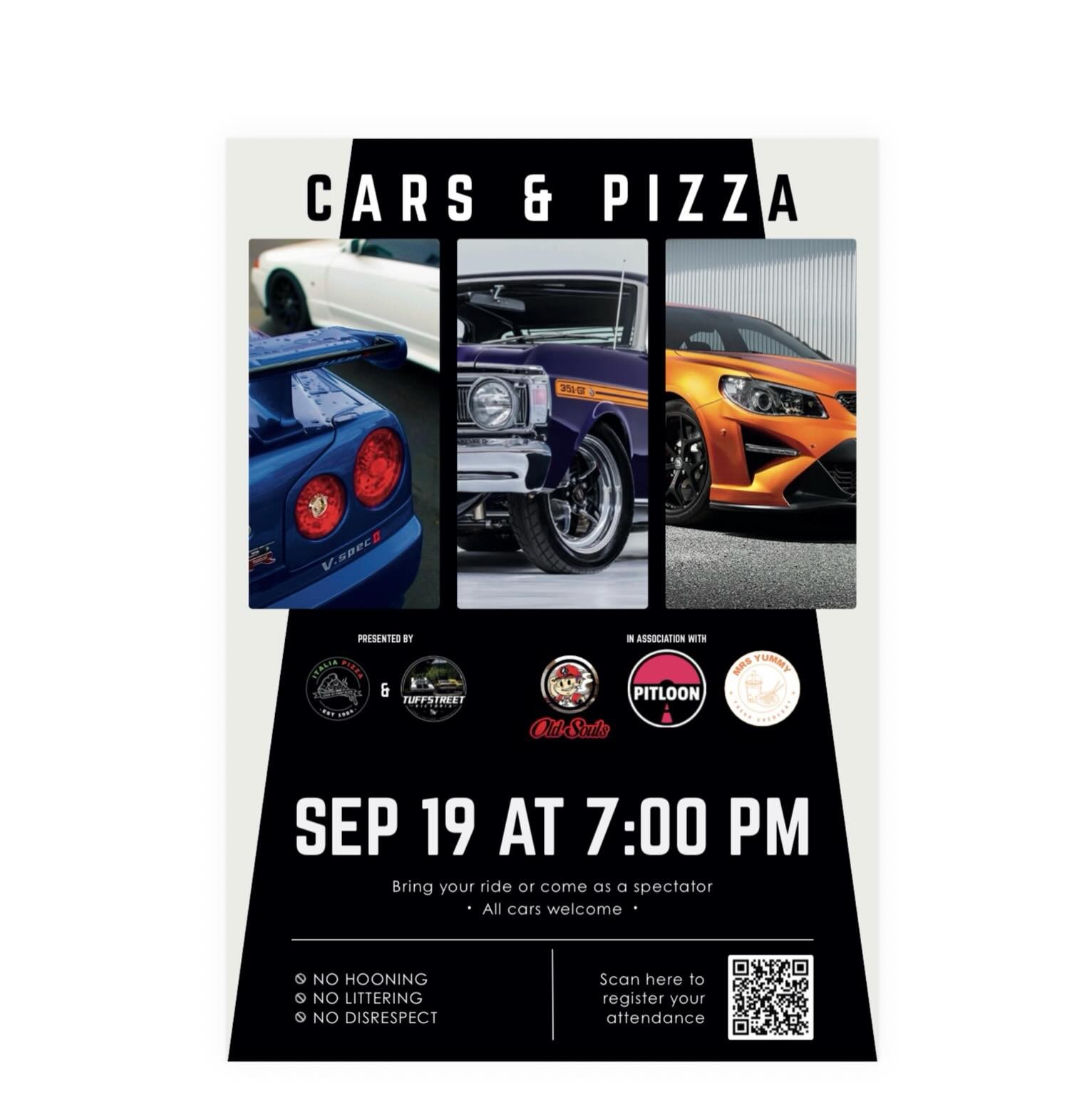 Cars & Pizza — JDM/Muscle car meet in Melbourne, VIC on Saturday 19 September 2026