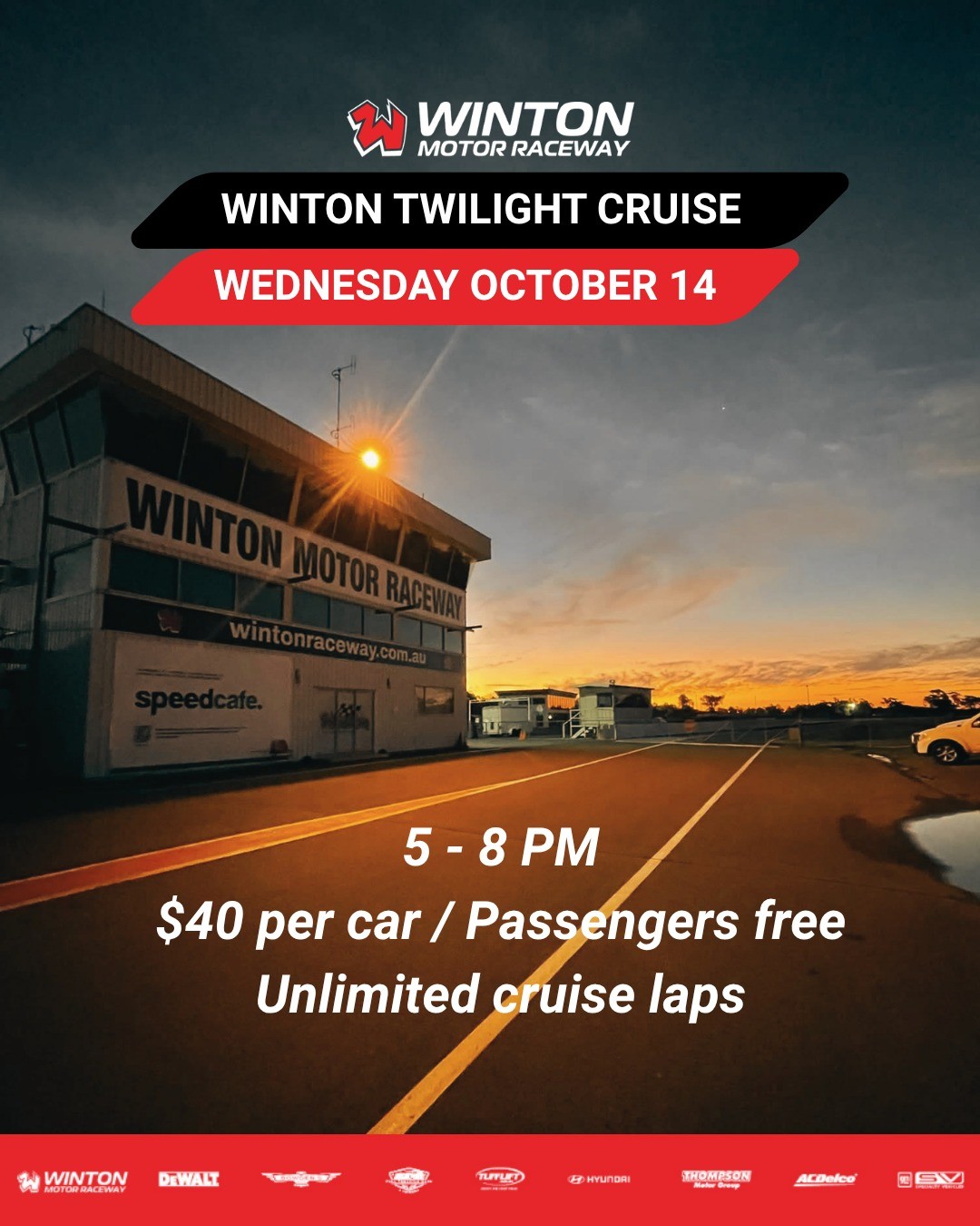 Winton Twilight Cruise — track day in Melbourne, VIC on Wednesday 14 October 2026