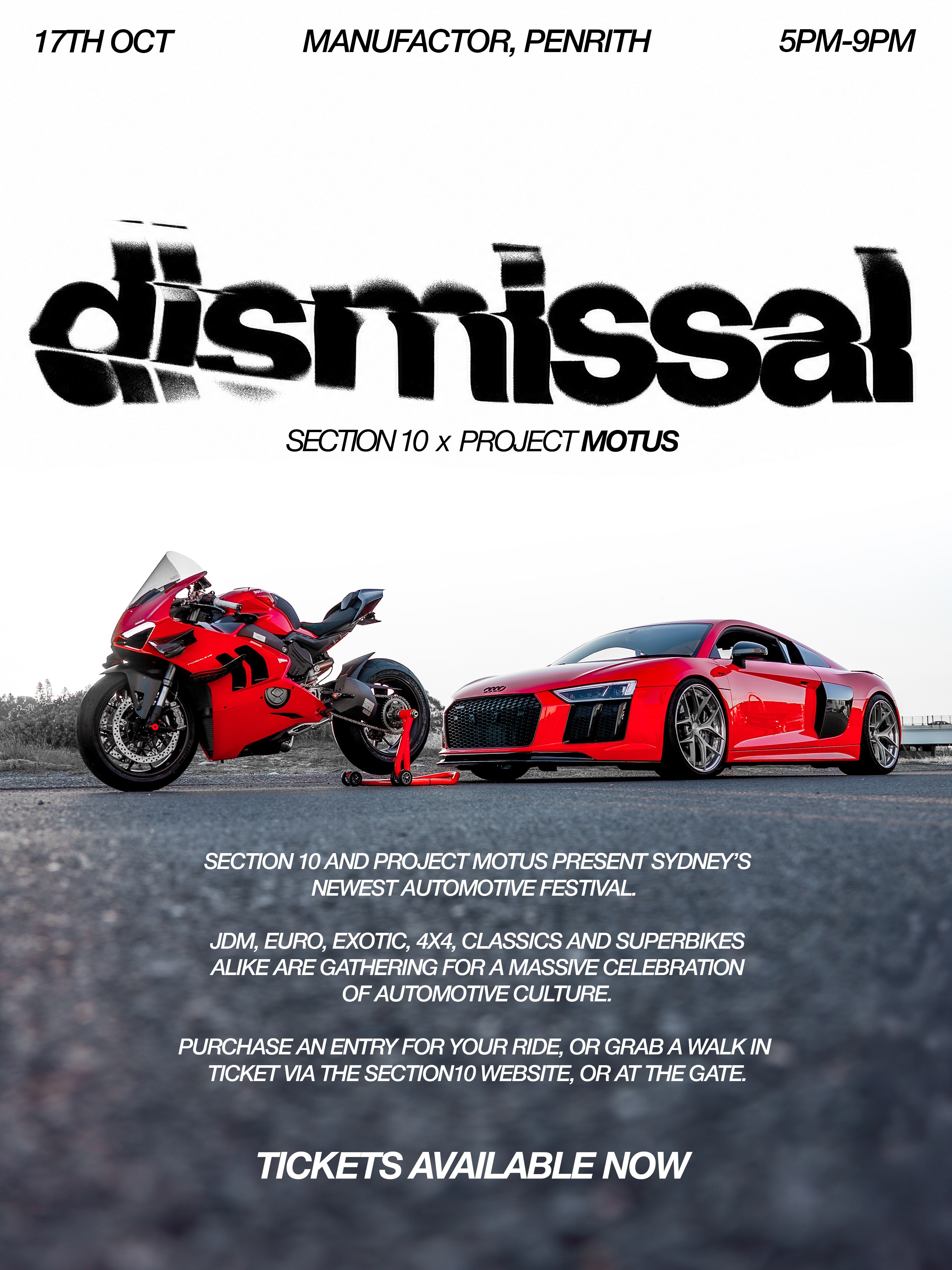 Dismissal — 4x4/Classic spectator event in Sydney, NSW on Saturday 17 October 2026