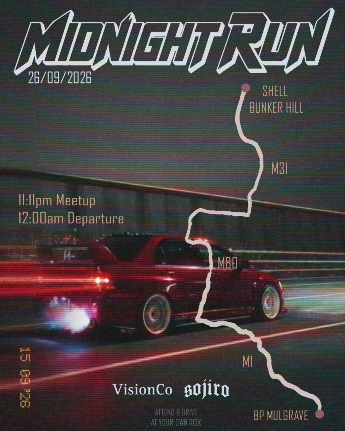 Midnight Run — JDM car meet in Melbourne, VIC on Saturday 26 September 2026