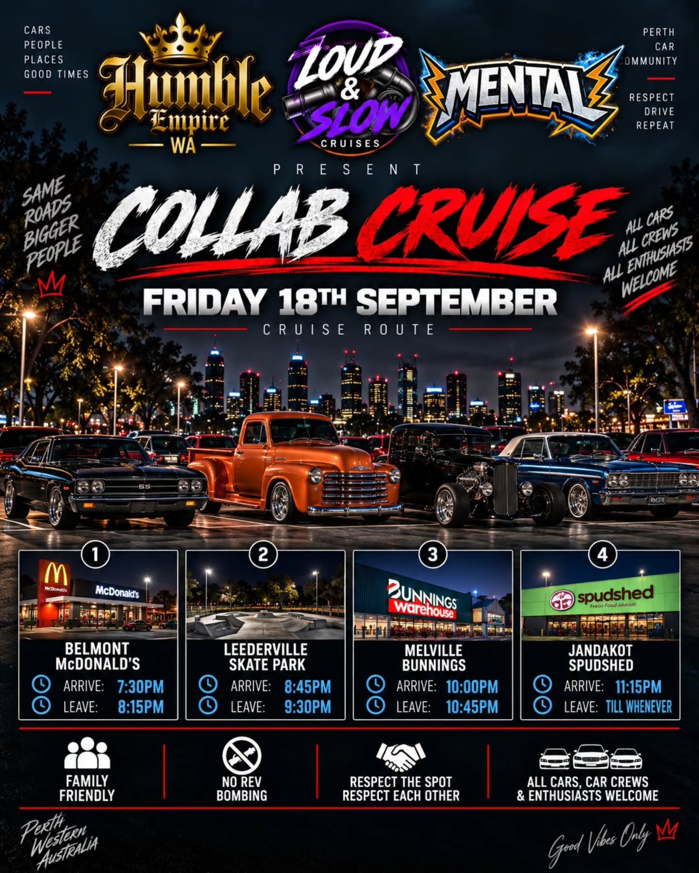 Collab Cruise — Stance car meet in Perth, WA on Friday 18 September 2026