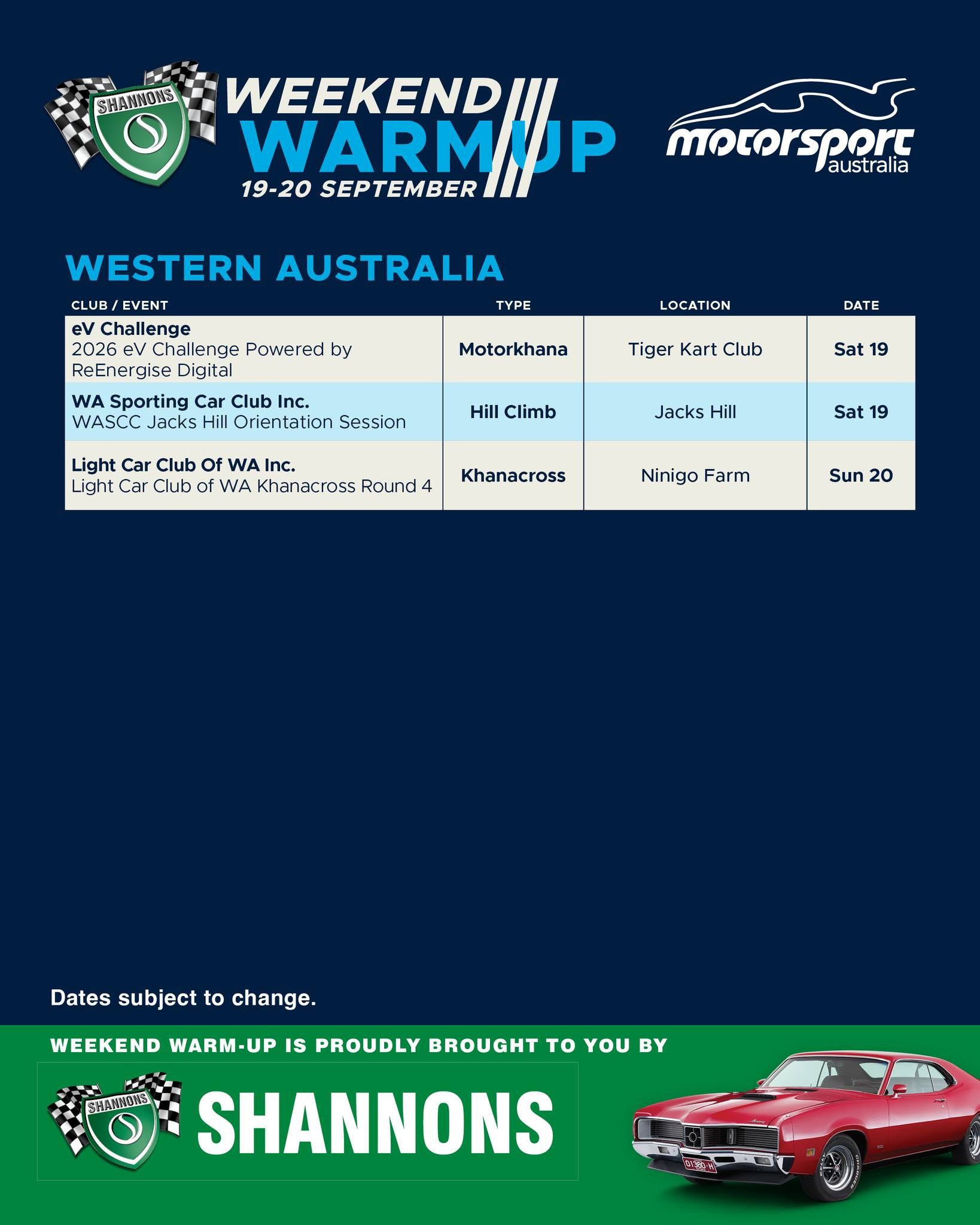 2026 eV Challenge — track day in Perth, WA on Saturday 19 September 2026