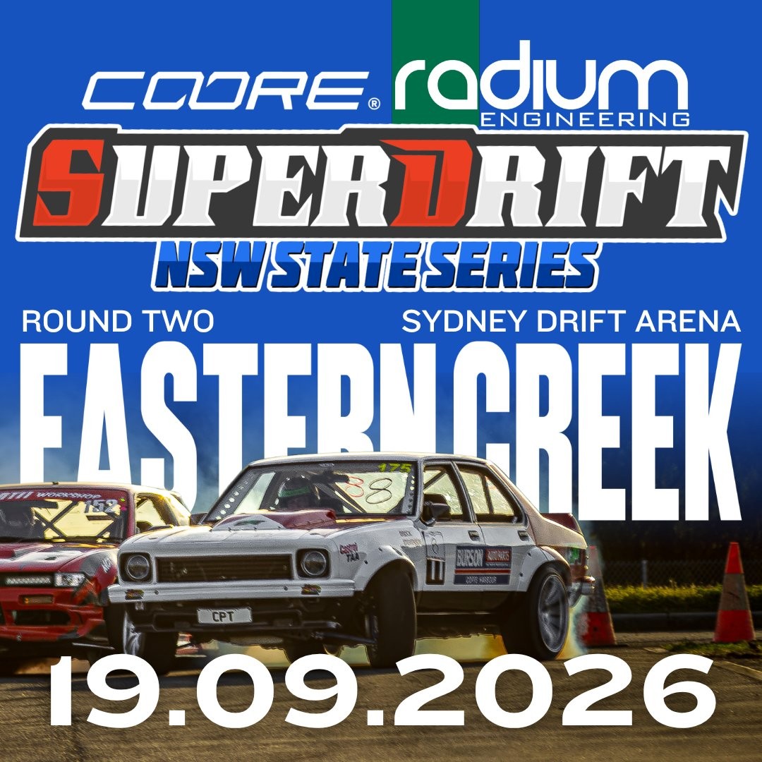 Superdrift NSW State Series Round Two — JDM spectator event in Sydney, NSW on Saturday 19 September 2026