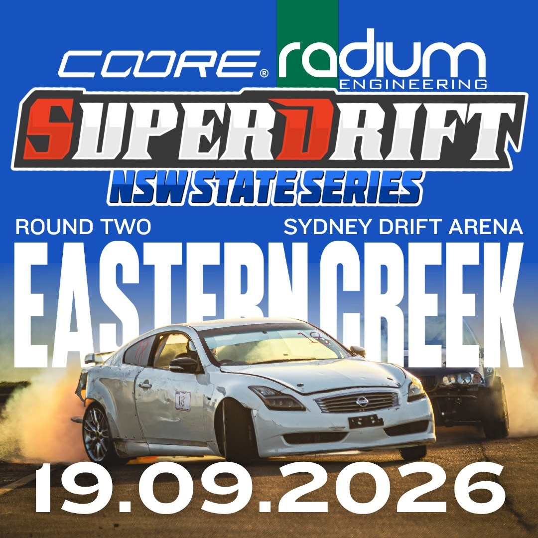 Superdrift NSW State Series Round Two — JDM spectator event in Sydney, NSW on Saturday 19 September 2026