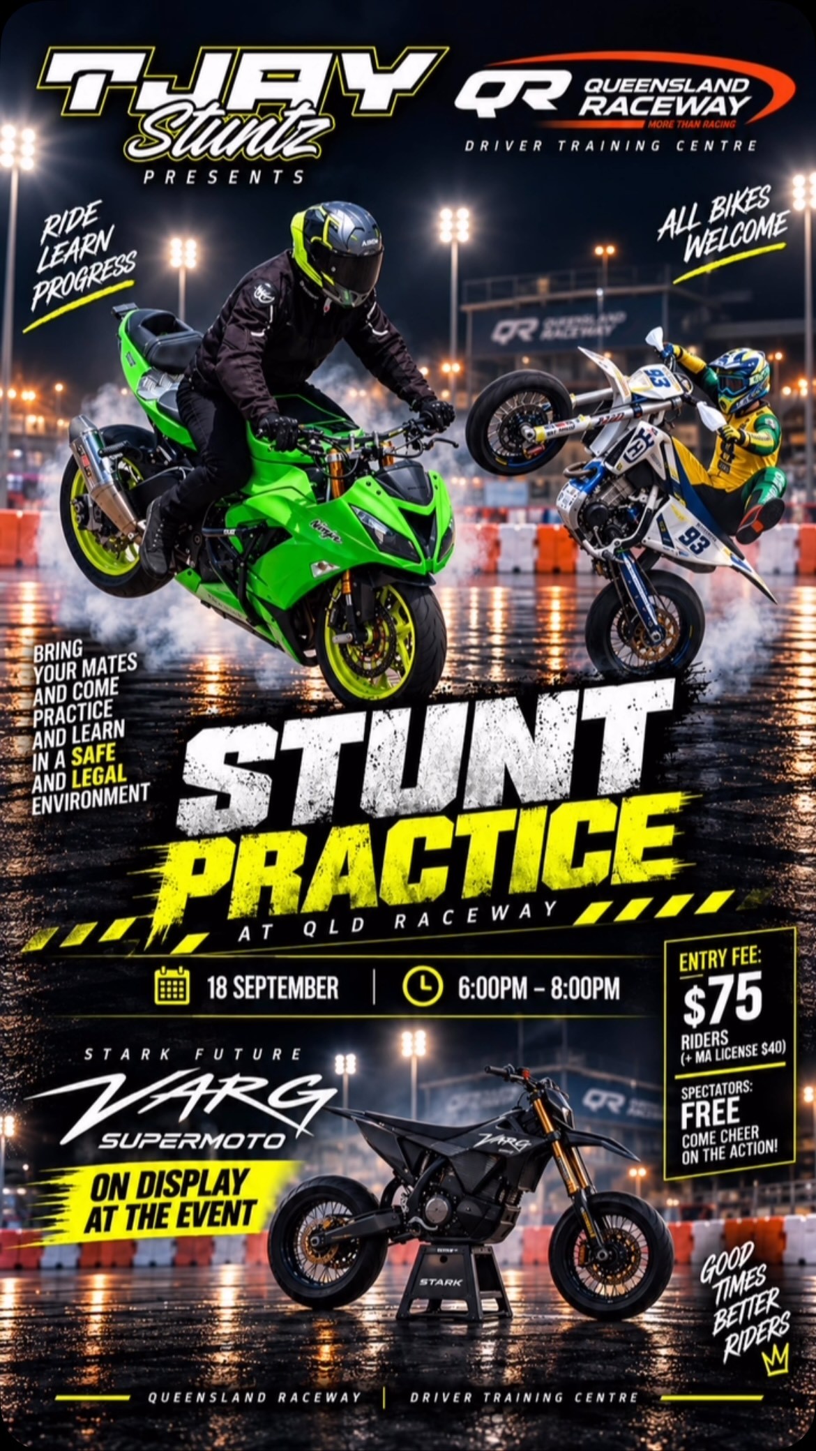 Tjay Stuntz Stunt Practice — track day in Brisbane, QLD on Friday 18 September 2026