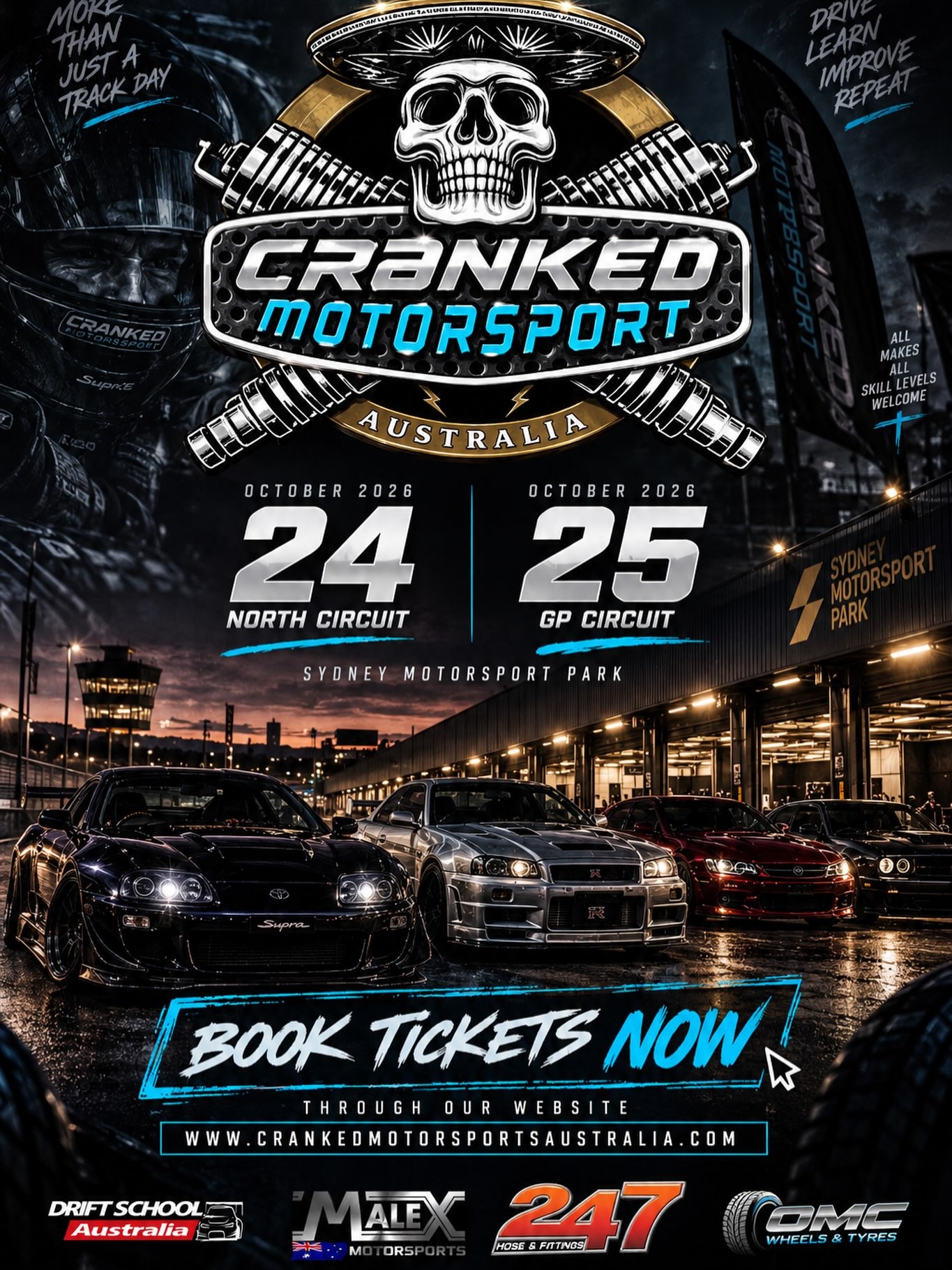 Cranked Motorsport Australia — Classic/JDM spectator event in Sydney, NSW on Saturday 24 October 2026