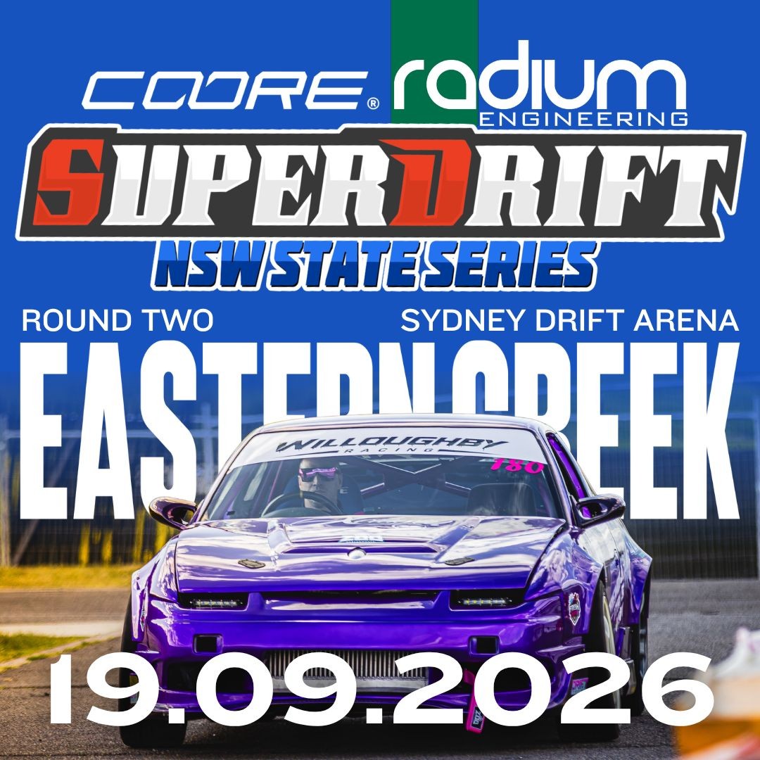 Superdrift NSW State Series Round Two — JDM spectator event in Sydney, NSW on Saturday 19 September 2026