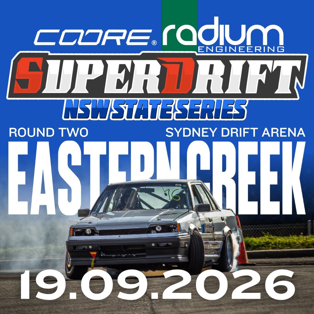 Superdrift NSW State Series Round Two — JDM spectator event in Sydney, NSW on Saturday 19 September 2026