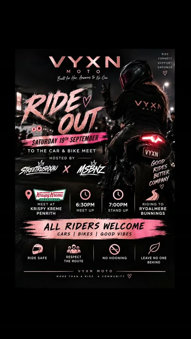 VYXN MOTO Ride Out — Euro/JDM car meet in Sydney, NSW on Saturday 19 September 2026