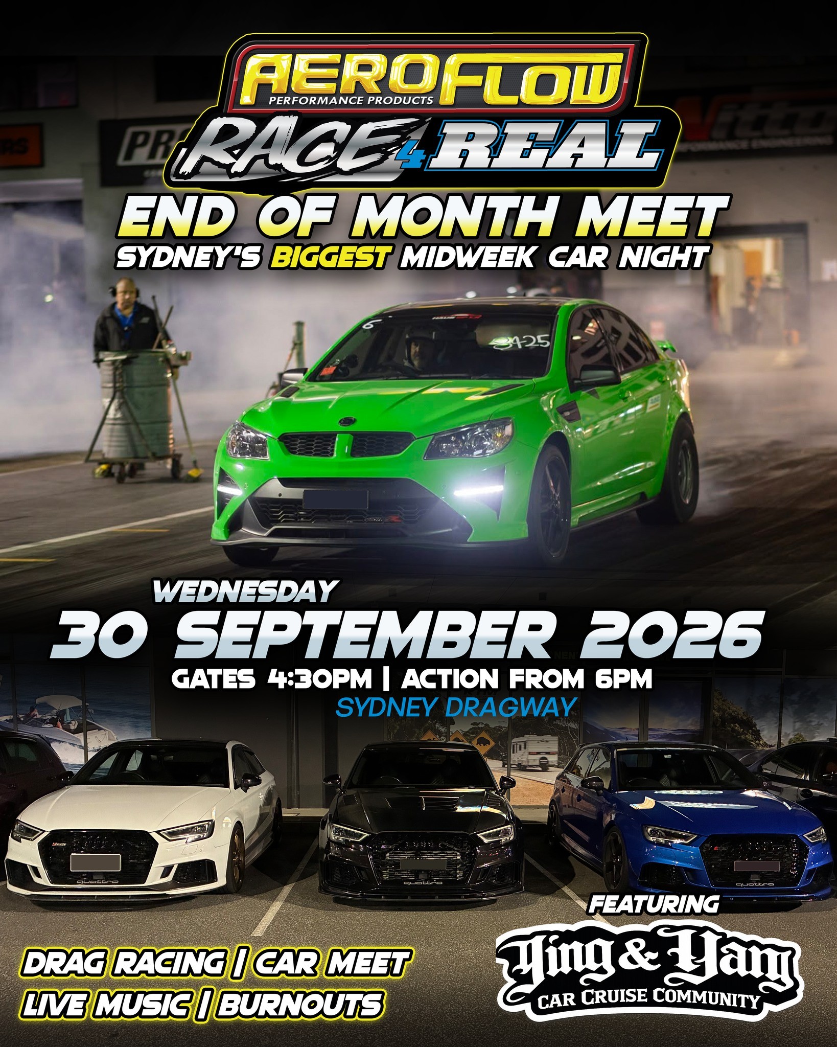 Aeroflow Race 4 Real - End of Month Meet — Muscle/JDM track day in Sydney, NSW on Wednesday 30 September 2026