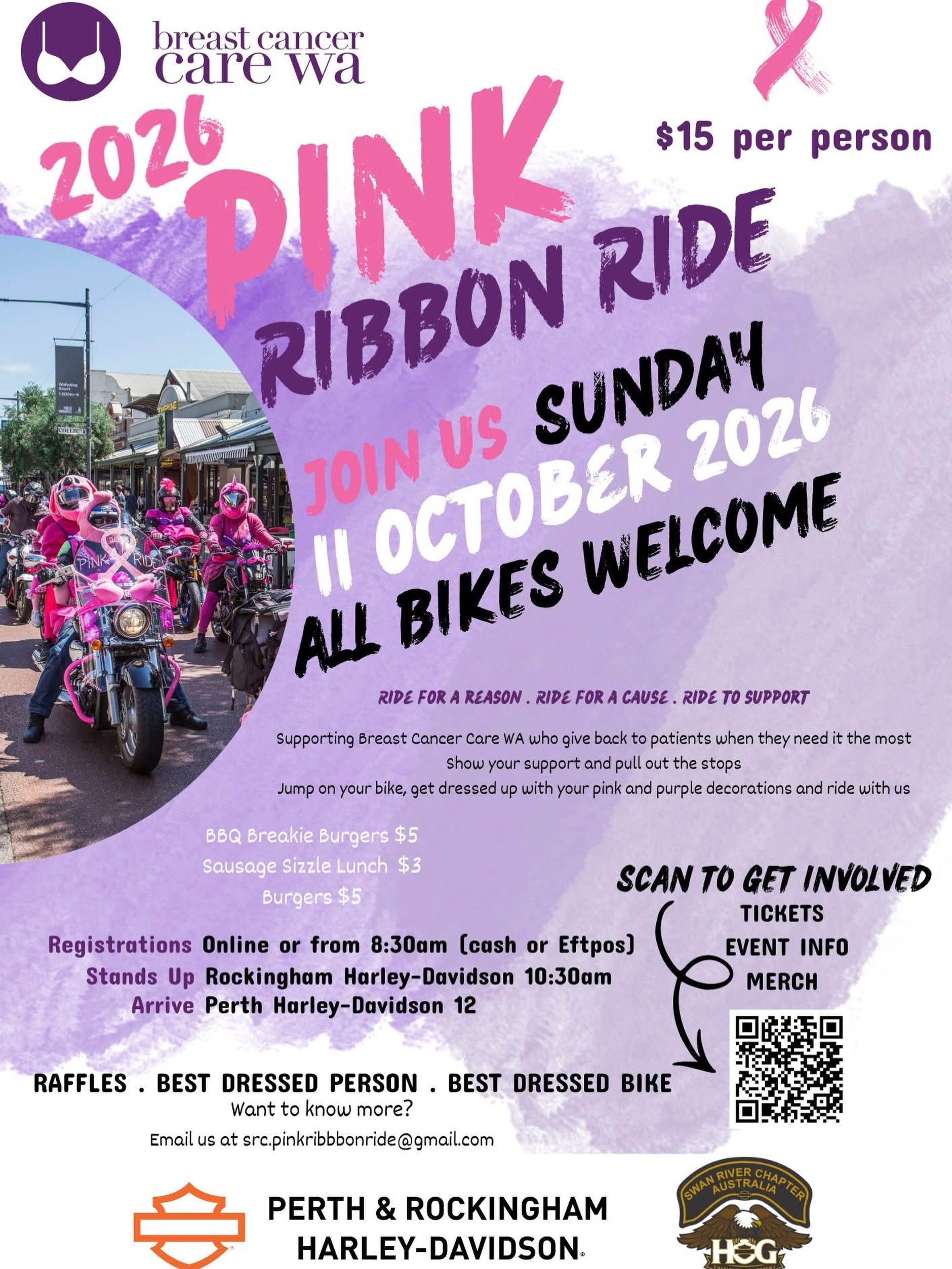 Perth Pink Ribbon Ride — car meet in Perth, WA on Sunday 11 October 2026