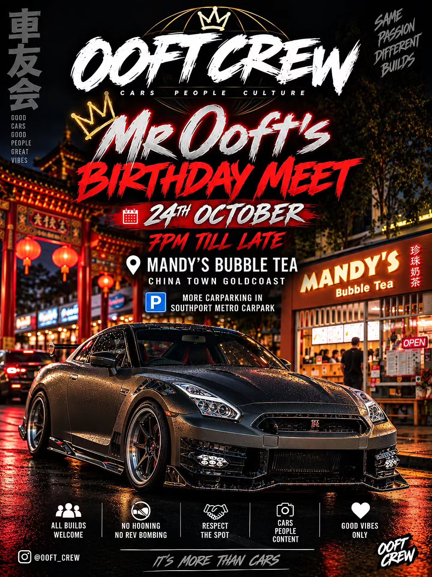 Mr Ooft's Birthday Meet — JDM car meet in Gold Coast, QLD on Saturday 24 October 2026
