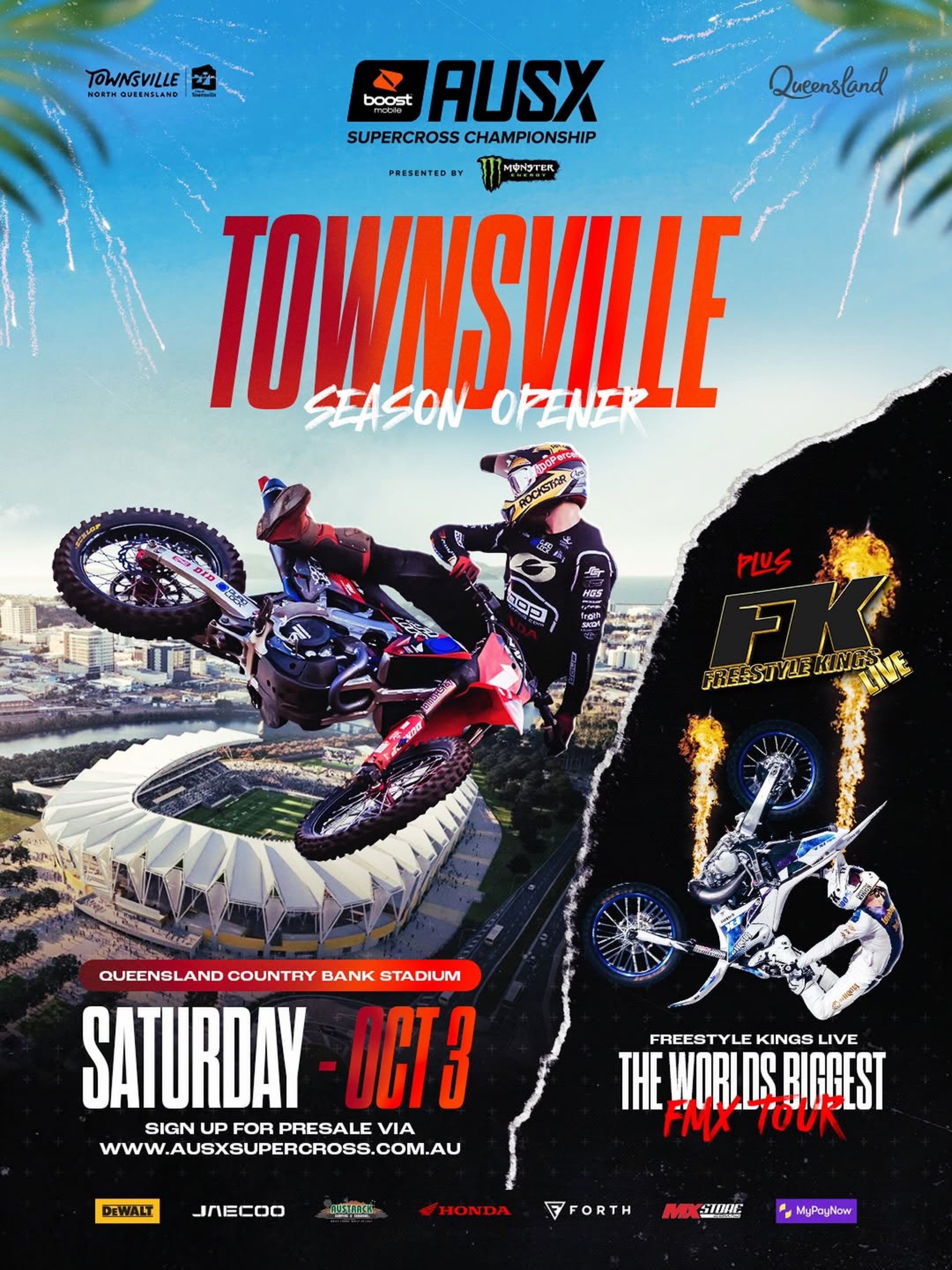 AUSX Supercross Championship & Freestyle Kings Live — spectator event in Townsville, QLD on Saturday 3 October 2026