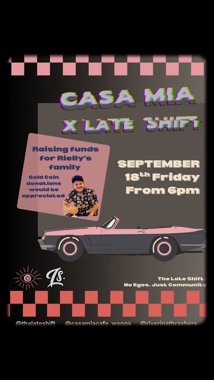 The Late Shift x Casa Mia Collab Meet — JDM/Muscle car meet in Wagga Wagga, NSW on Friday 18 September 2026