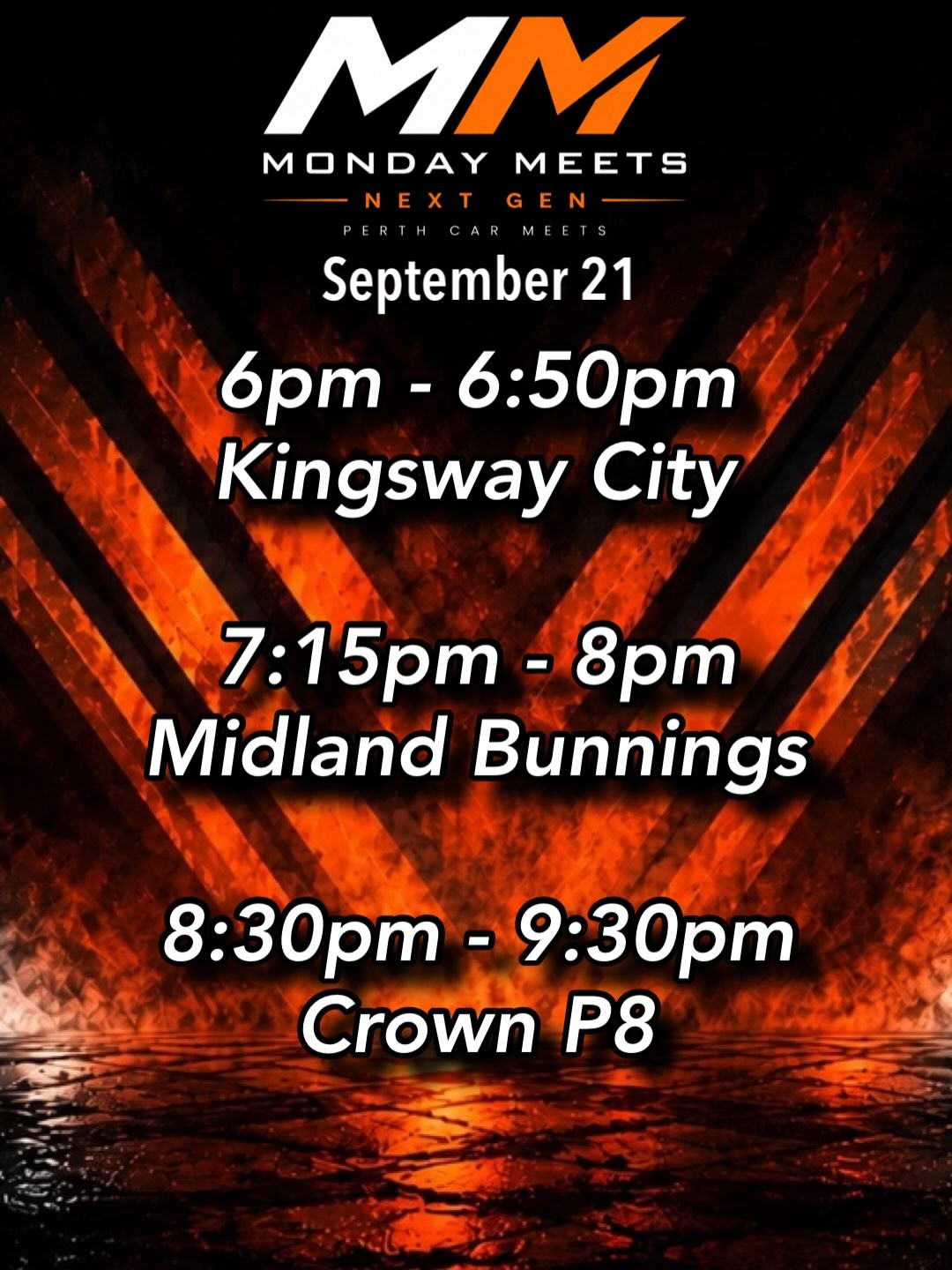 Monday Meets Next Gen — car meet in Perth, WA on Monday 21 September 2026