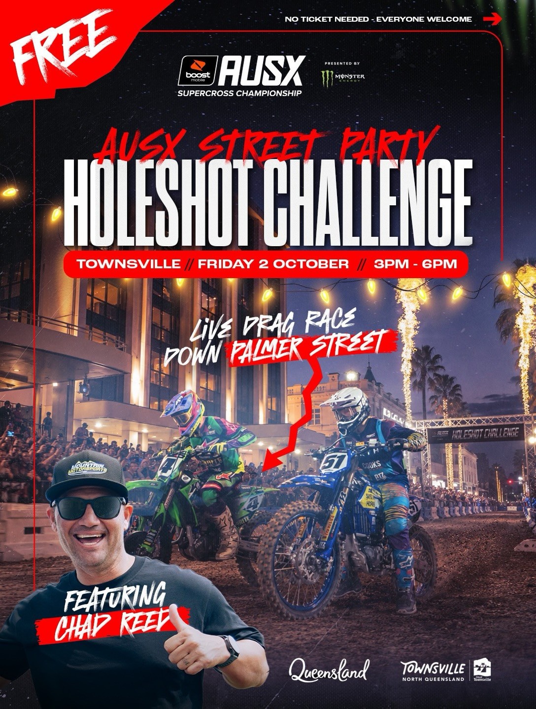 AUSX Street Party Holeshot Challenge — spectator event in Townsville, QLD on Friday 2 October 2026